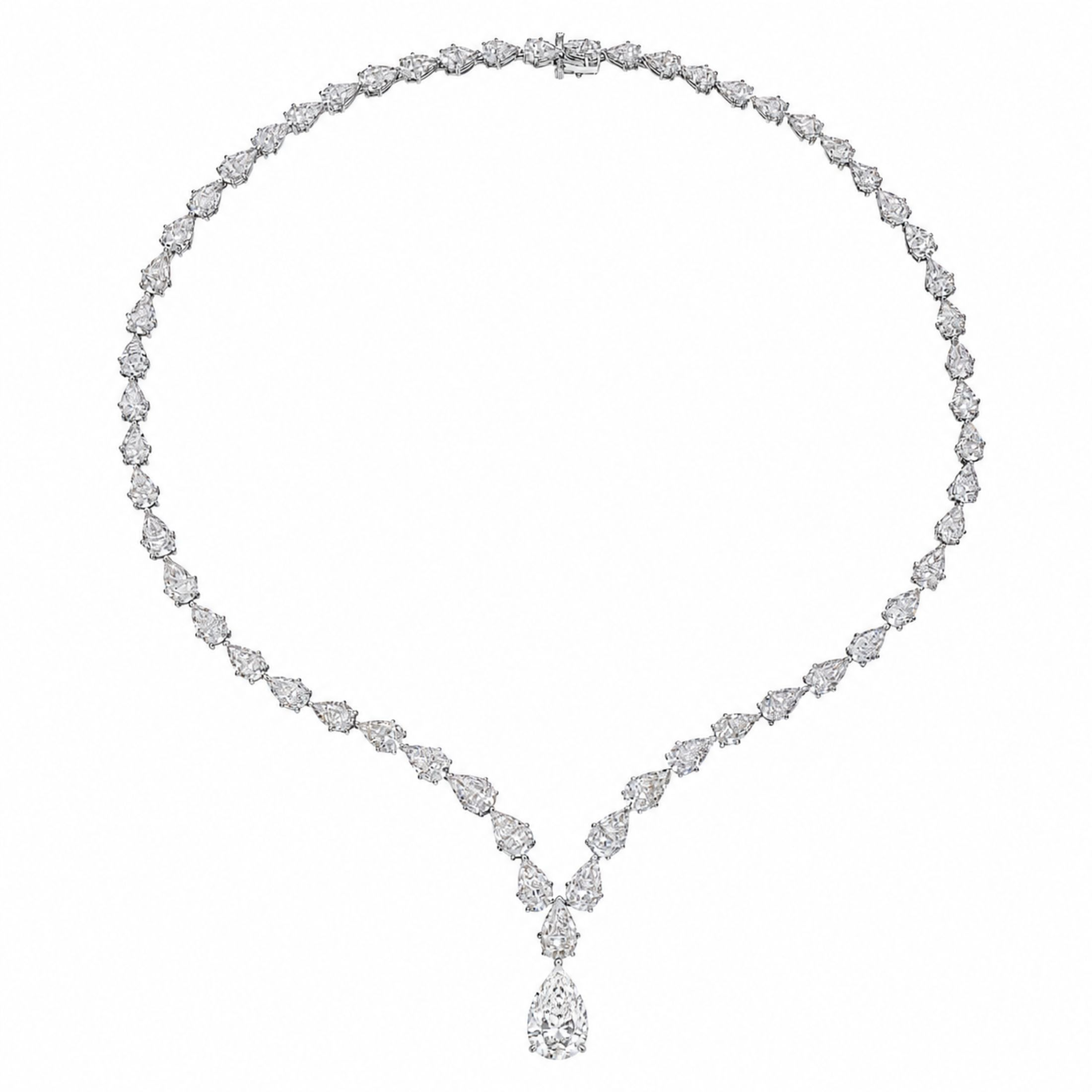 Savona 44.71 Pear Shape Diamond Pendant Necklace in 18K White Gold