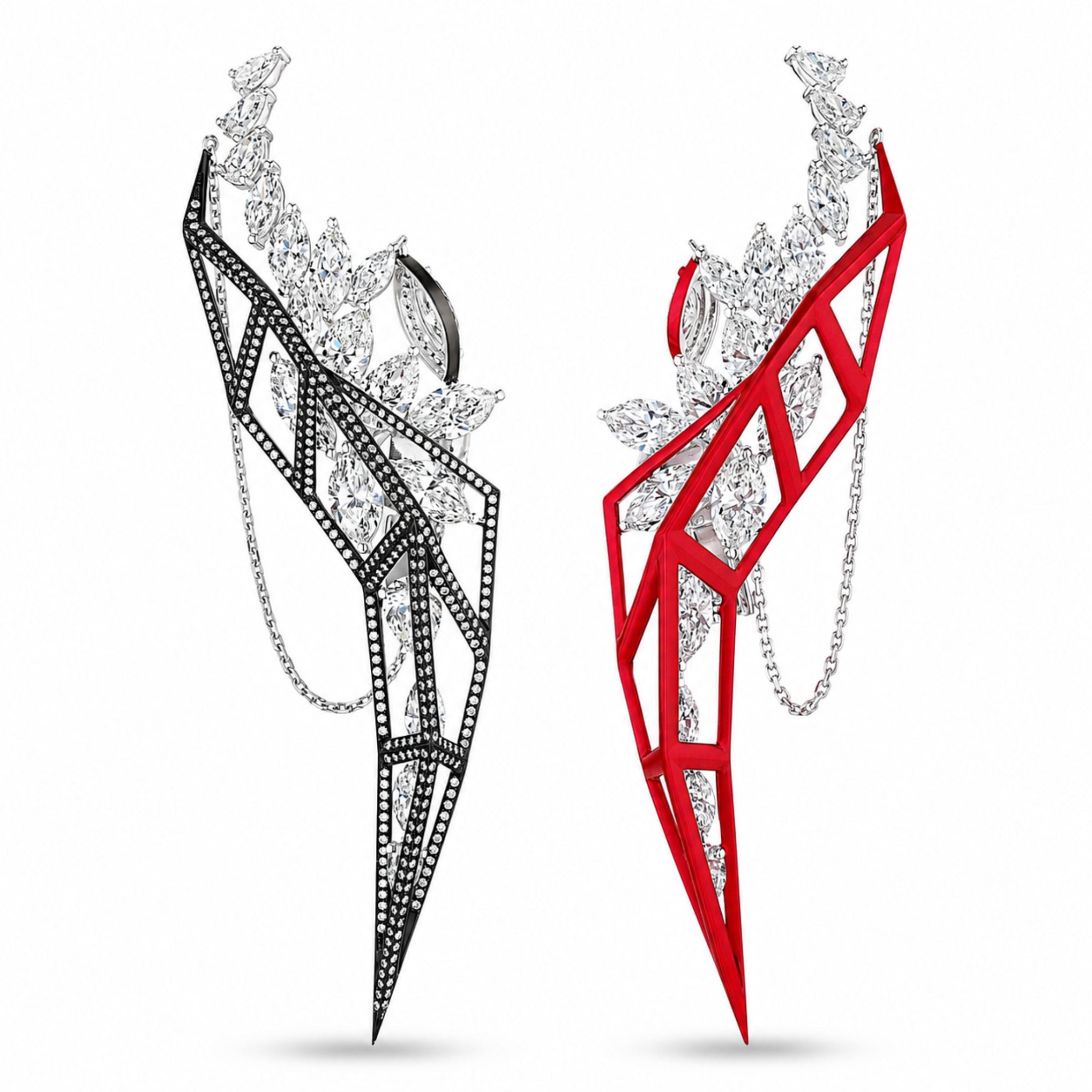 Scarlet Vector 12.45 Carat Diamond Earrings in 18K White Gold