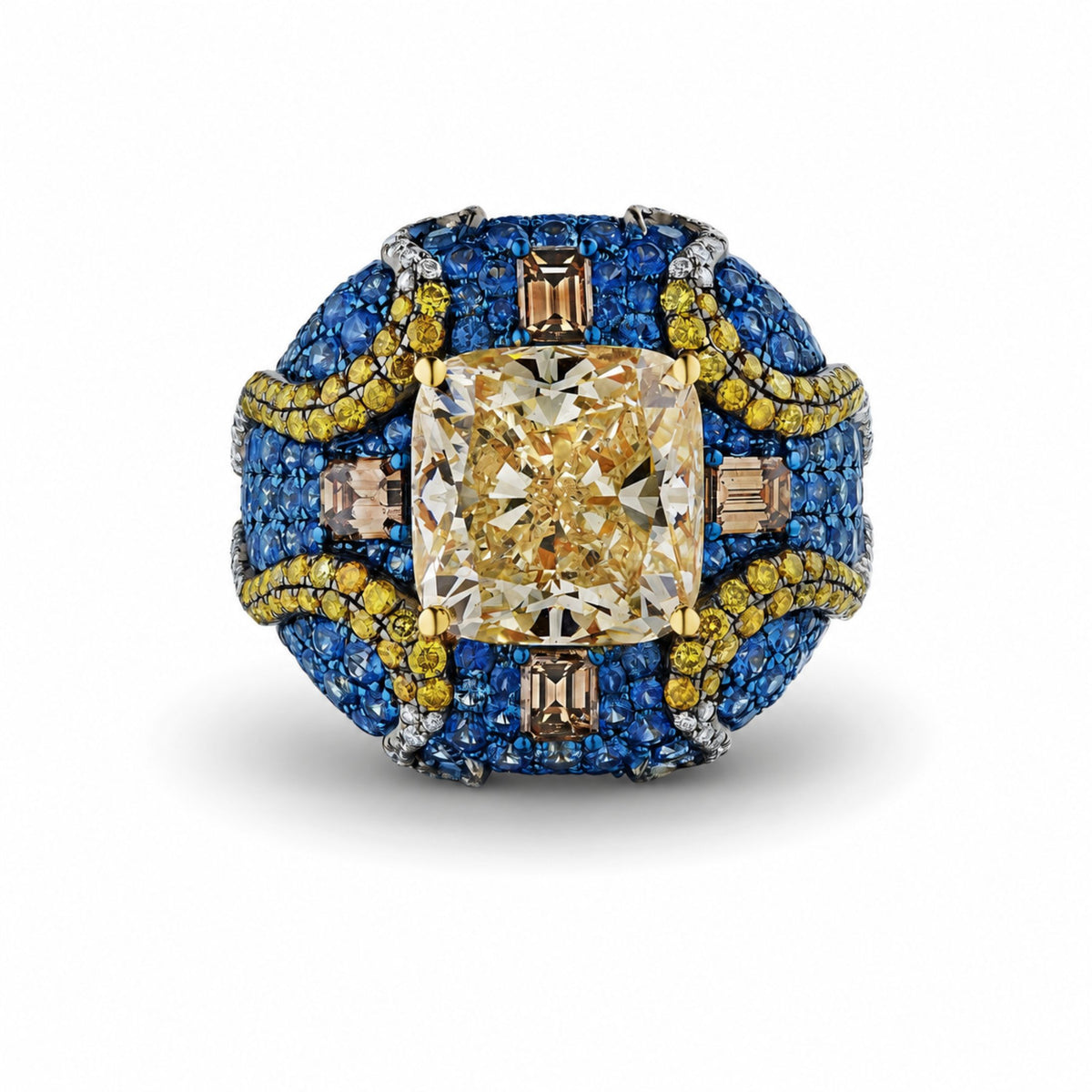 Seraphelle Mosaic 17.38 Carat Sapphire & Diamond Ring in 18K Gold