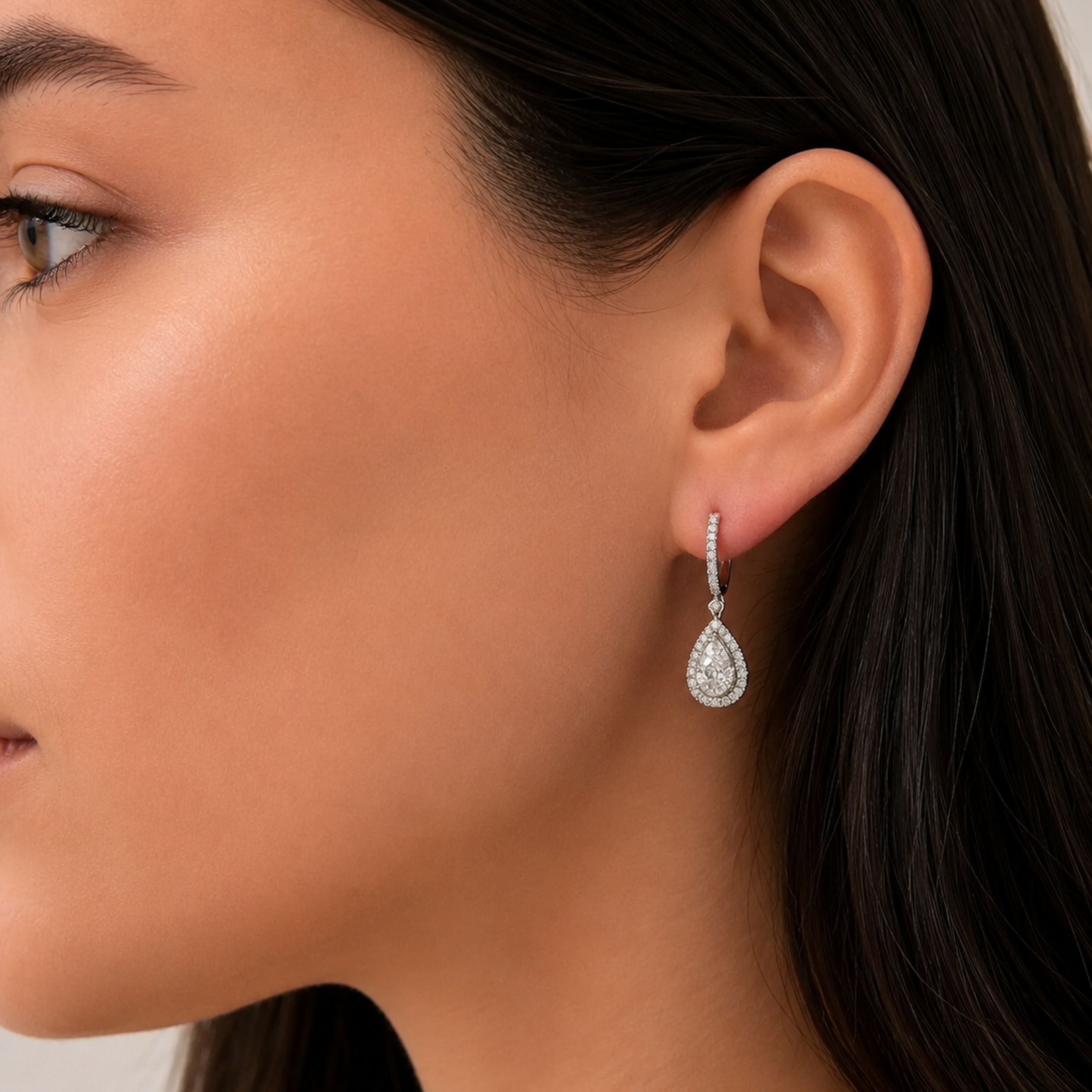 Seraphina 2.20 Carat Diamond Drop Earrings in 18K White Gold