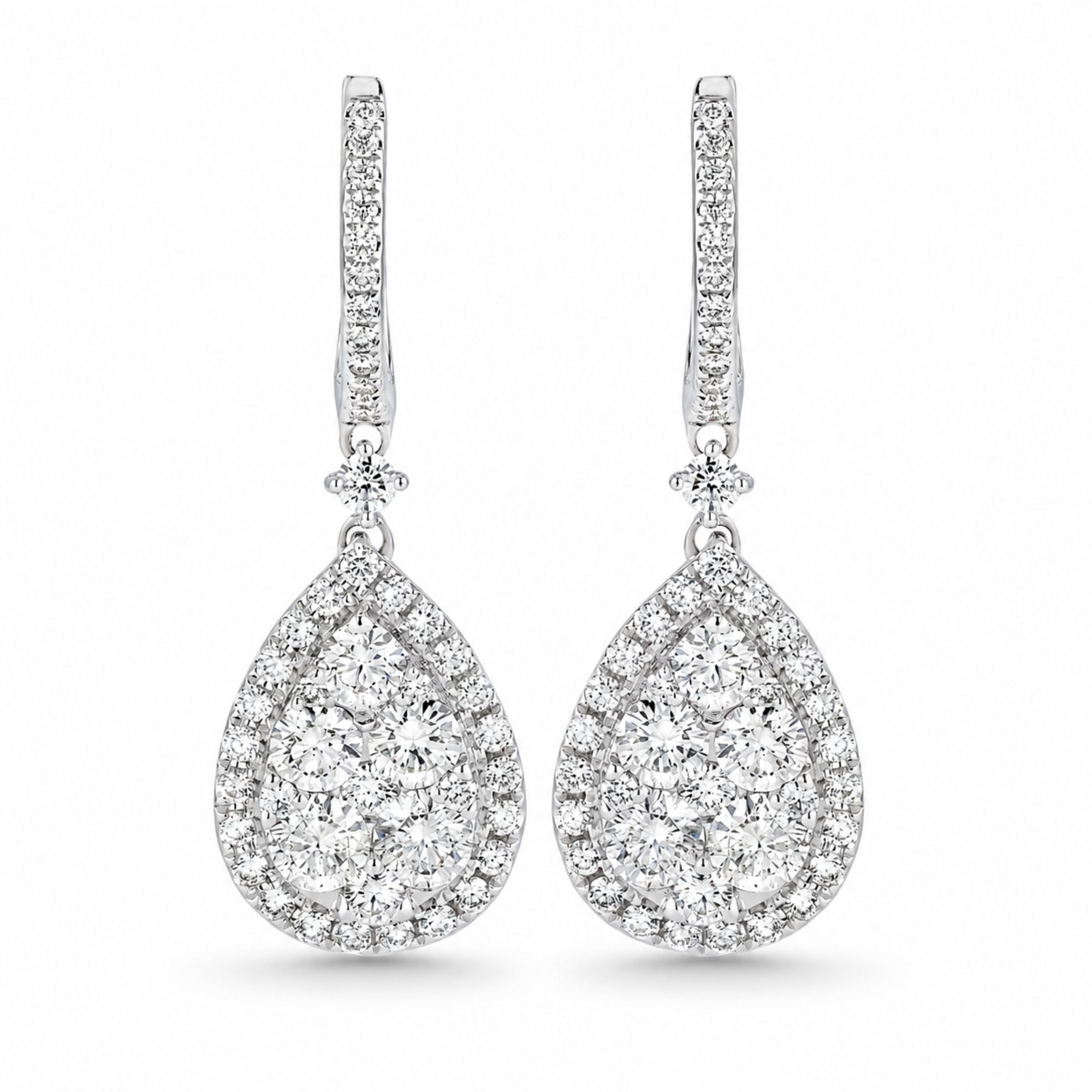 Seraphina 2.20 Carat Diamond Drop Earrings in 18K White Gold