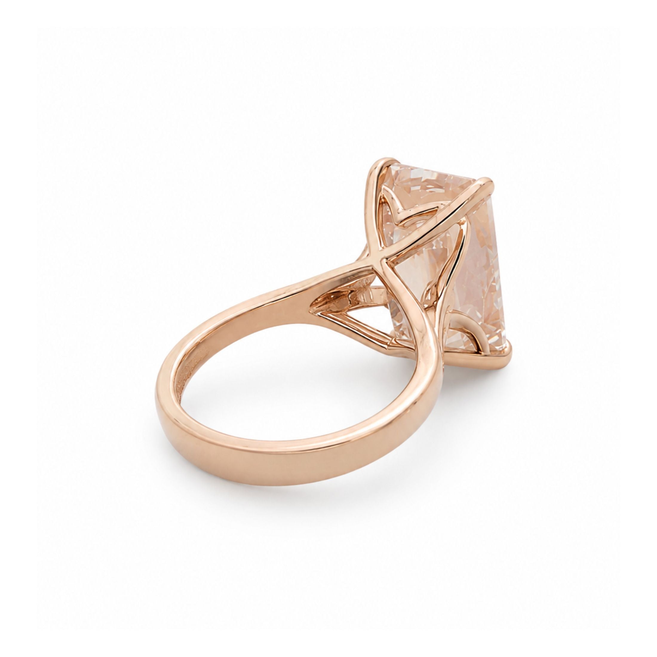 Serenata 15.02 Carat Emerald Cut Diamond Solitaire Ring in 18K Rose Gold