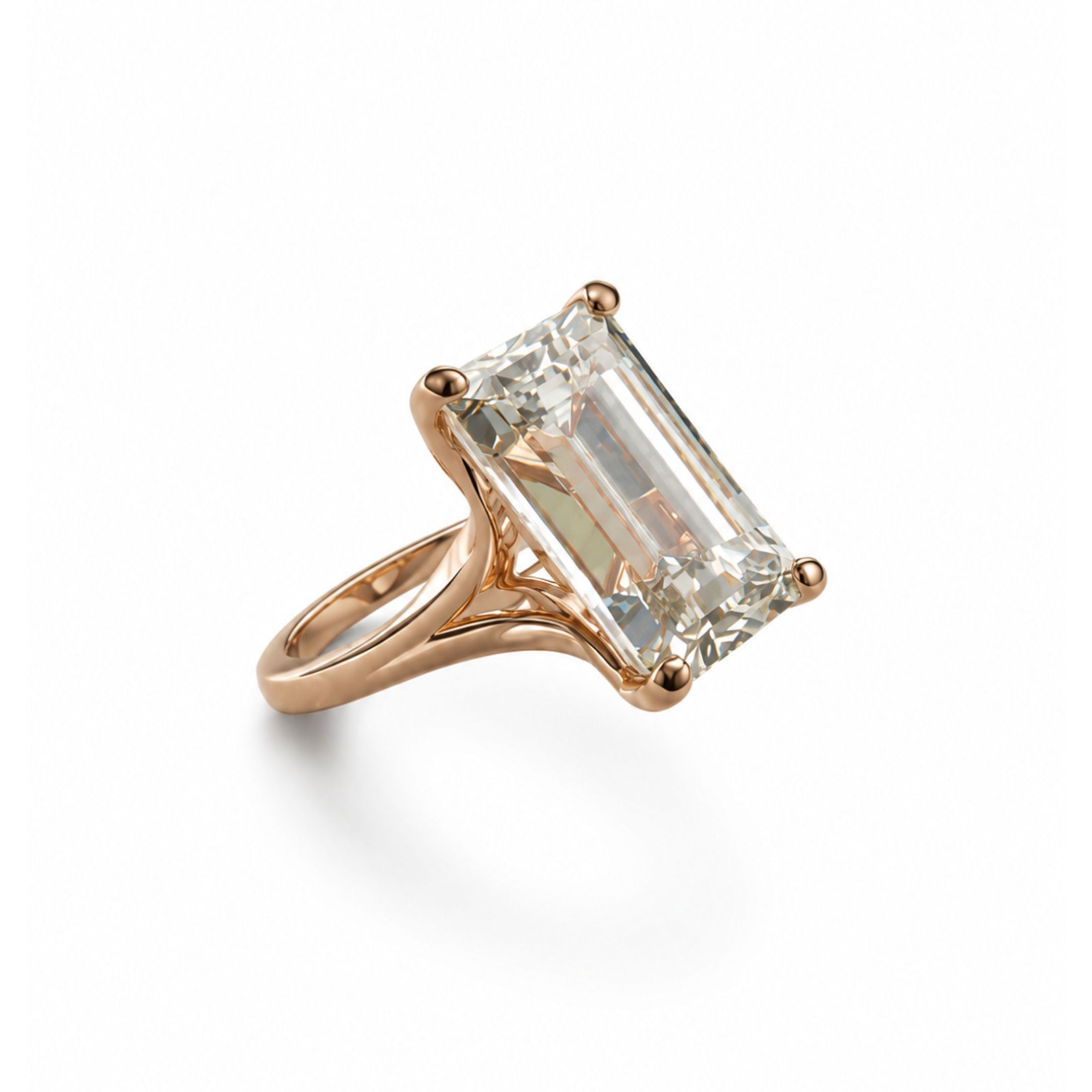 Serenata 15.02 Carat Emerald Cut Diamond Solitaire Ring in 18K Rose Gold