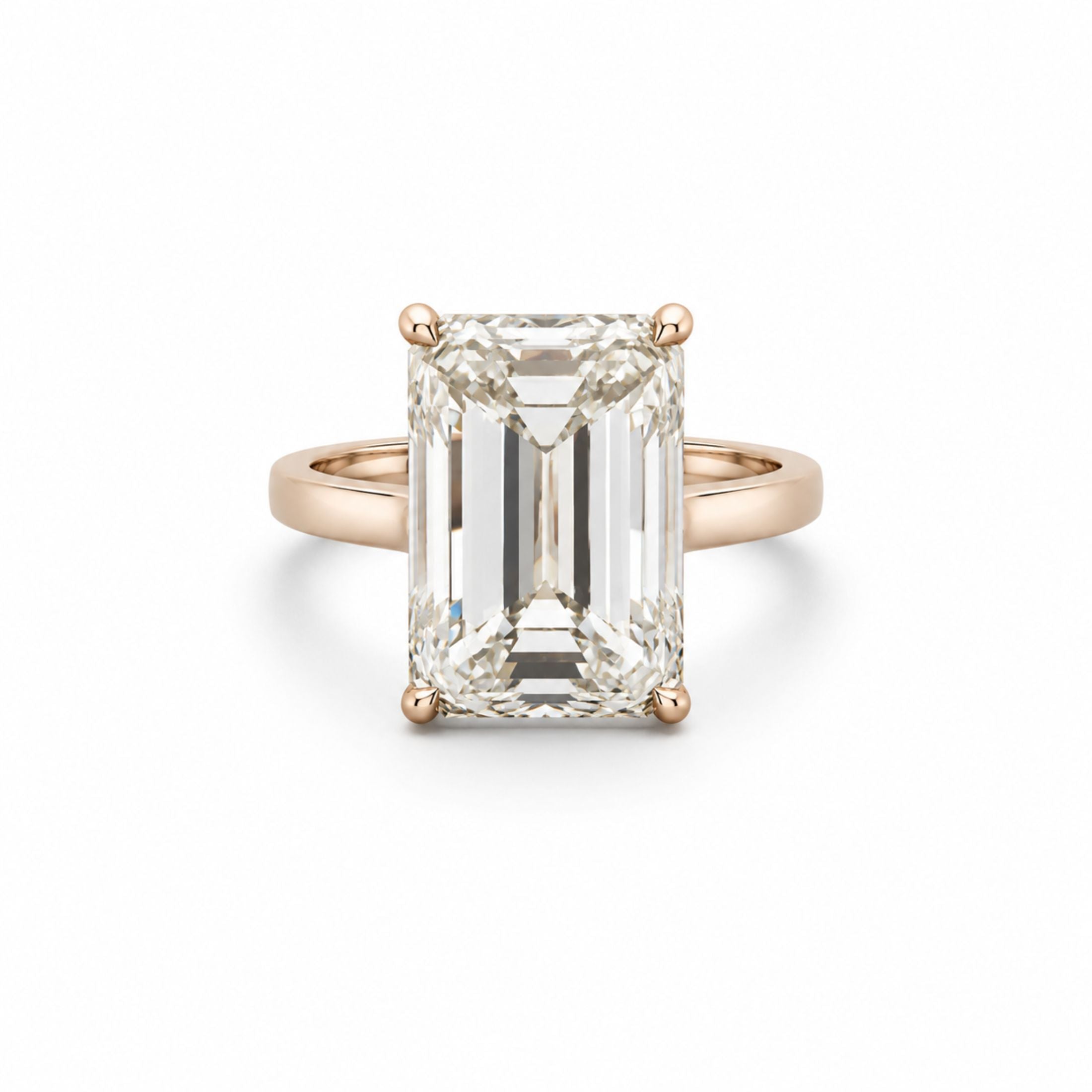 Serenata 15.02 Carat Emerald Cut Diamond Solitaire Ring in 18K Rose Gold