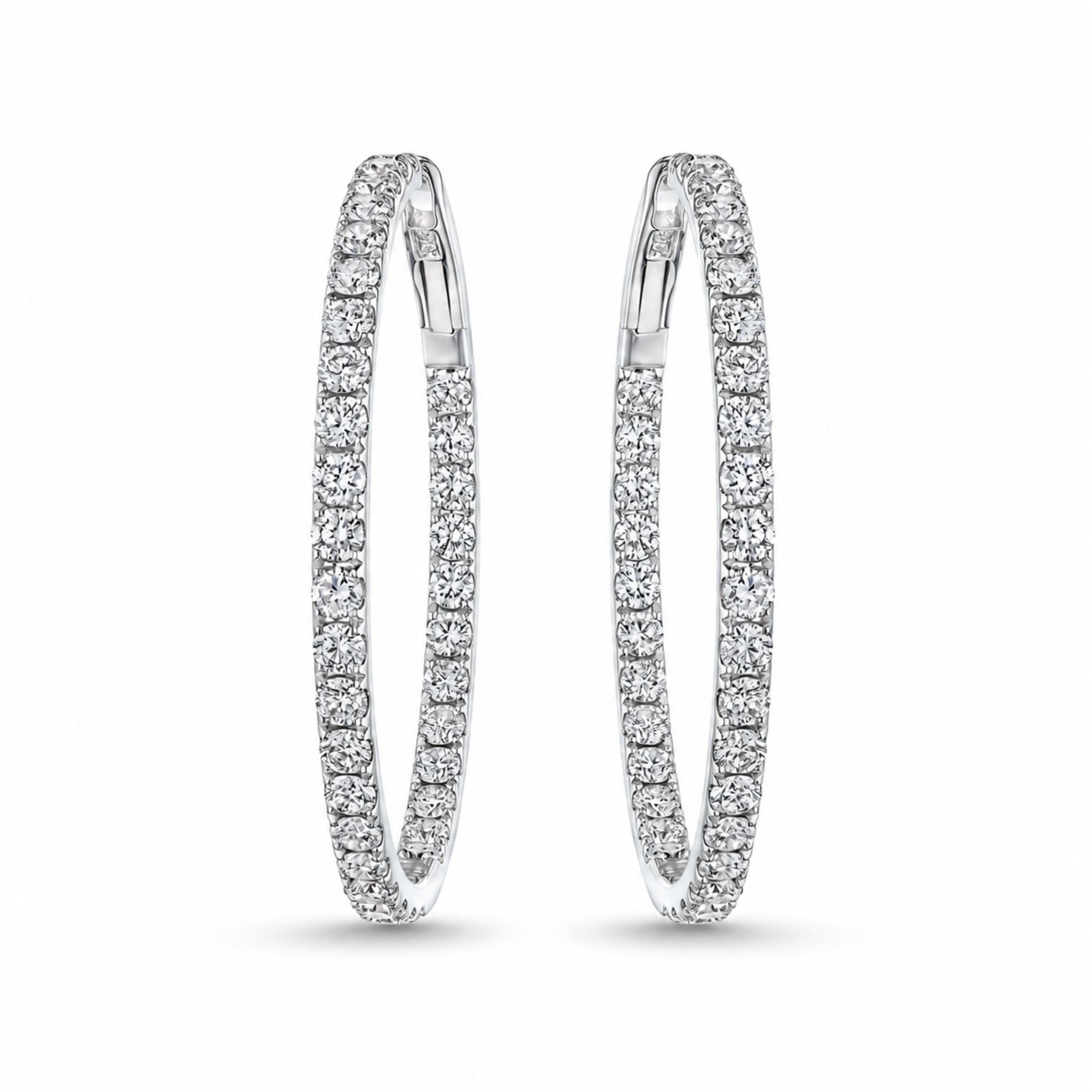 Leviev Silent Brilliance 4.07ct Diamond Hoop Earrings in 18K White Gold