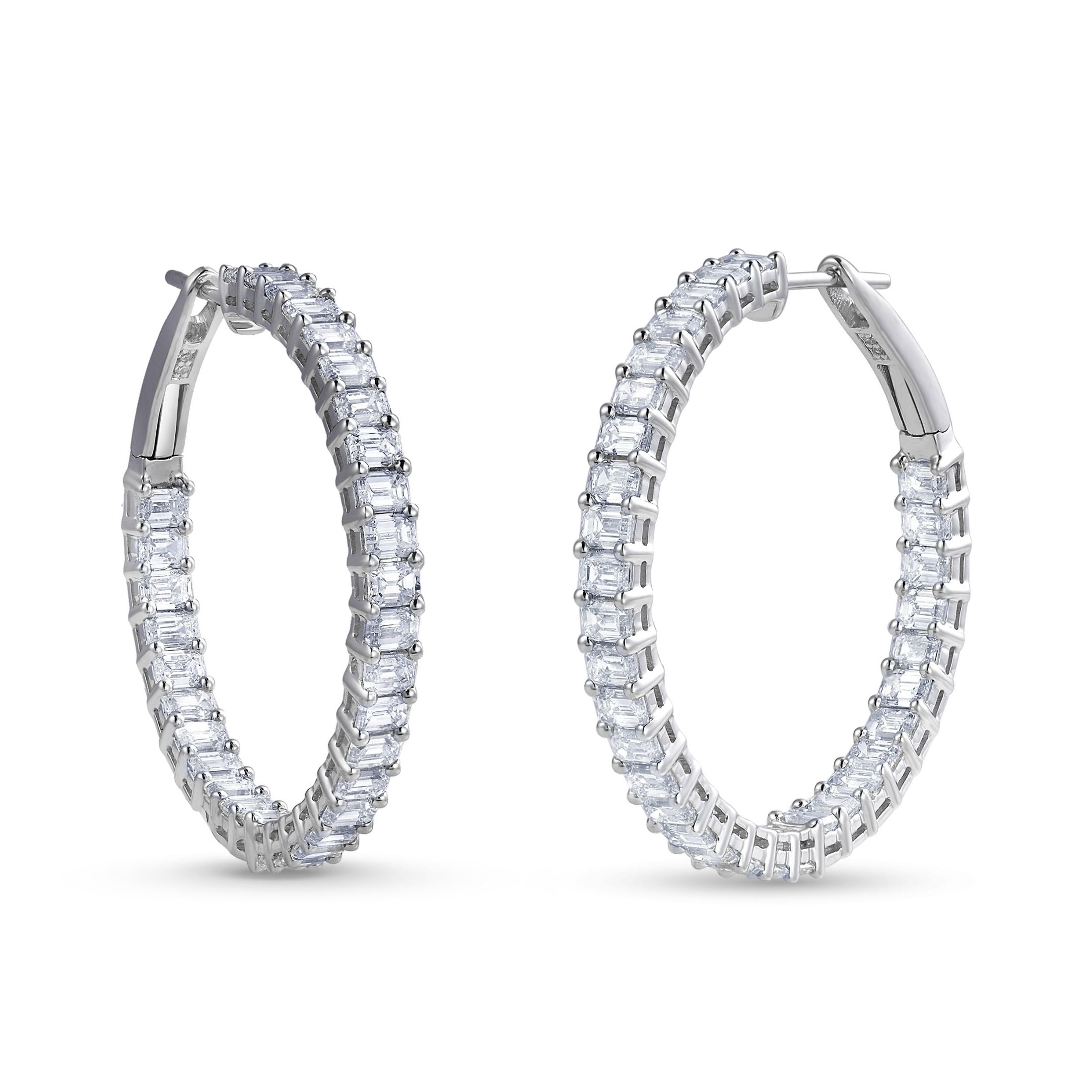 Silver Sonata 6.29 Carat Diamond Hoop Earrings in 18K White Gold