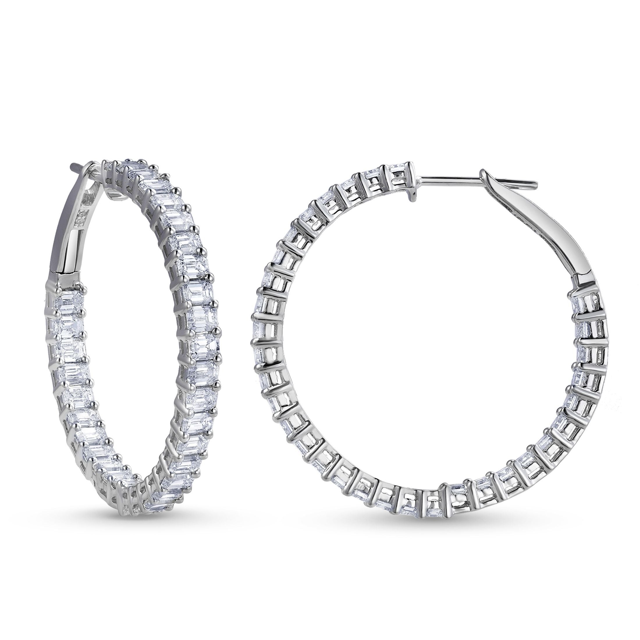 Silver Sonata 6.29 Carat Diamond Hoop Earrings in 18K White Gold