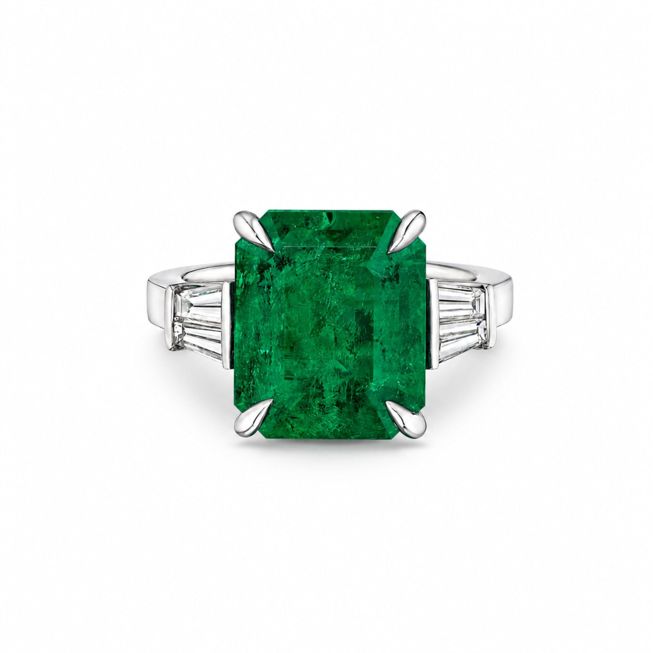 Smeralda 5.62 Carat Emerald & Diamond Ring in Platinum