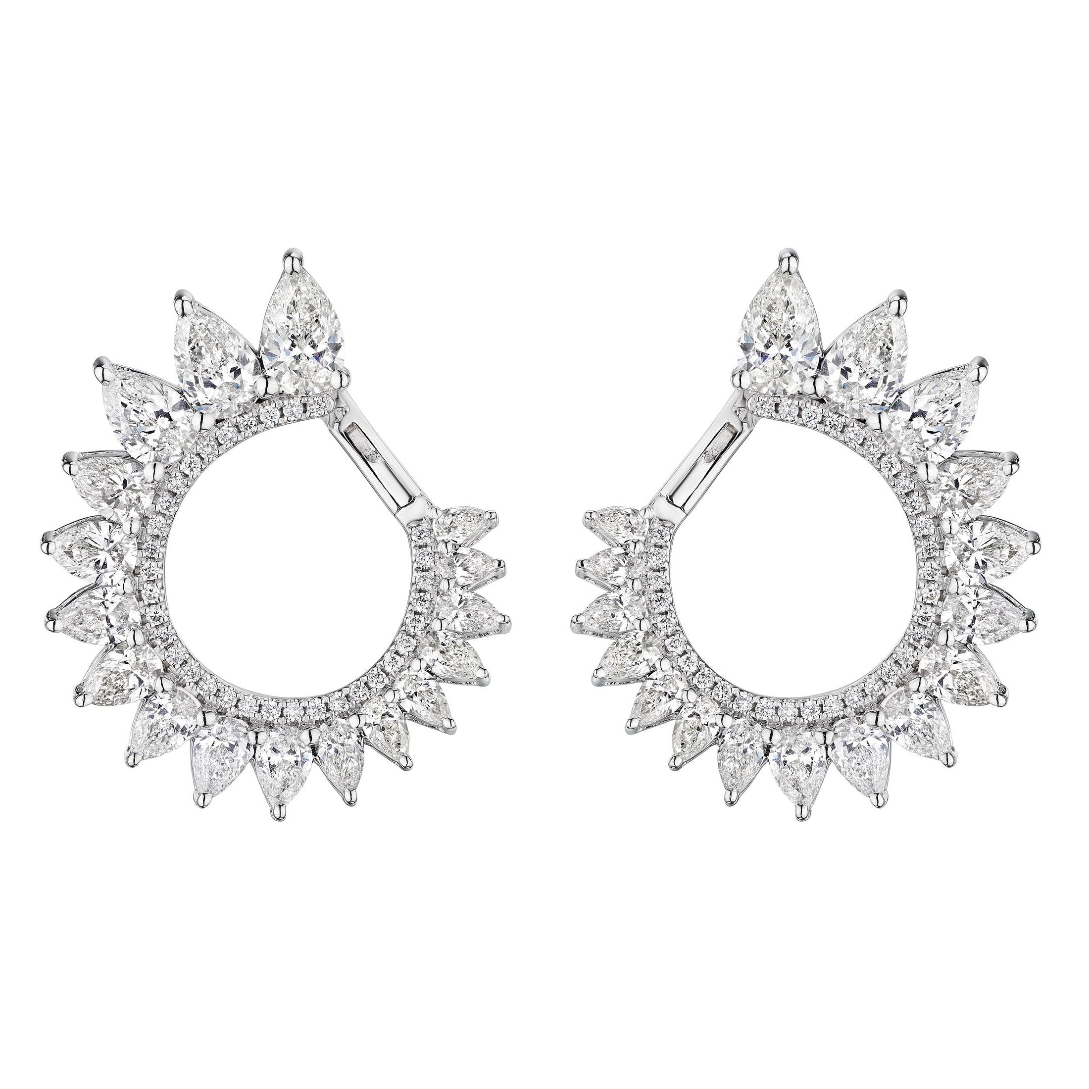 'Solar Majesty' Round and Pear Shape Diamond Earrings, 4 CT Leviev Earrings Earrings Leviev 
