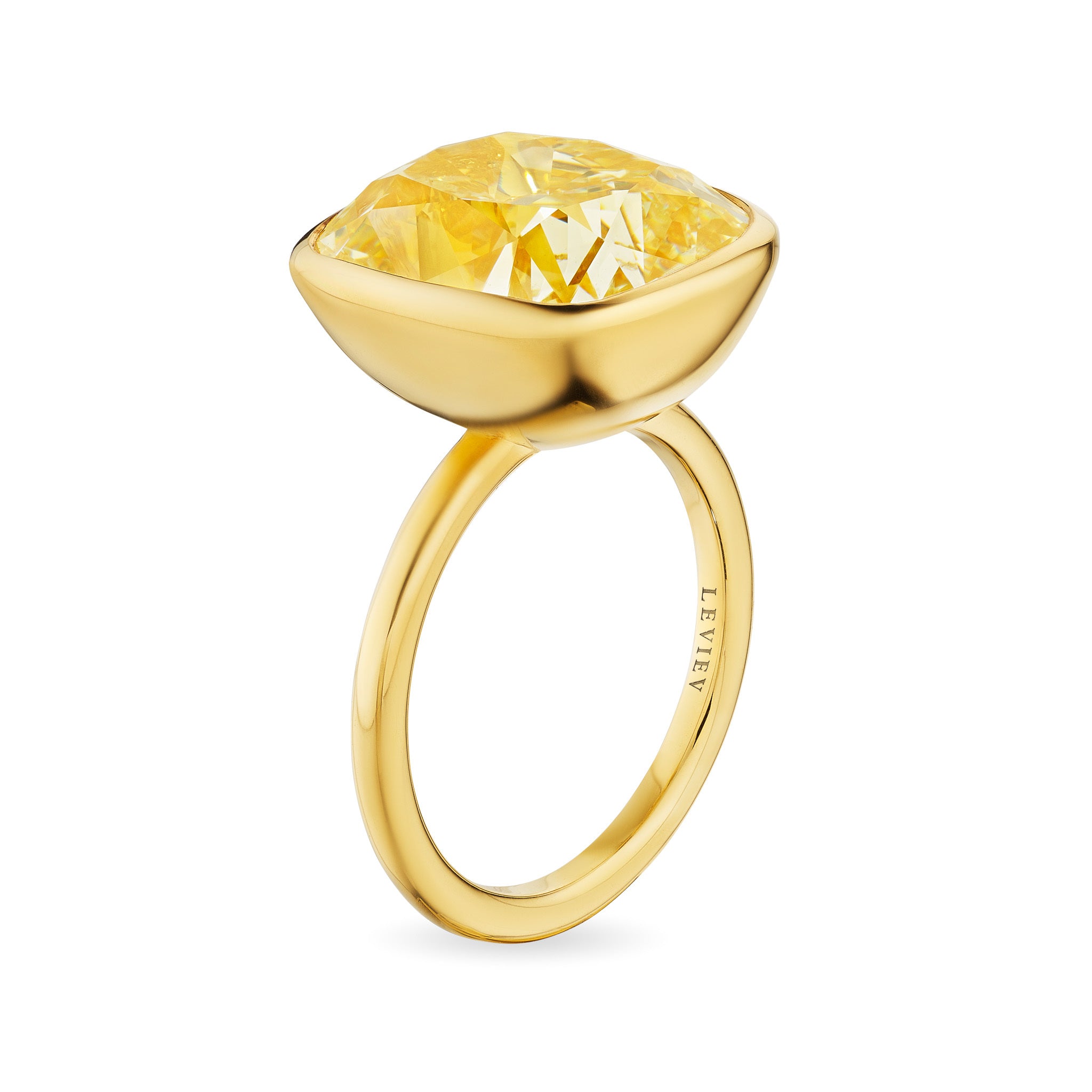 "Solaria" Fancy Yellow Cushion Cut Diamond Ring Leviev Rings Leviev 