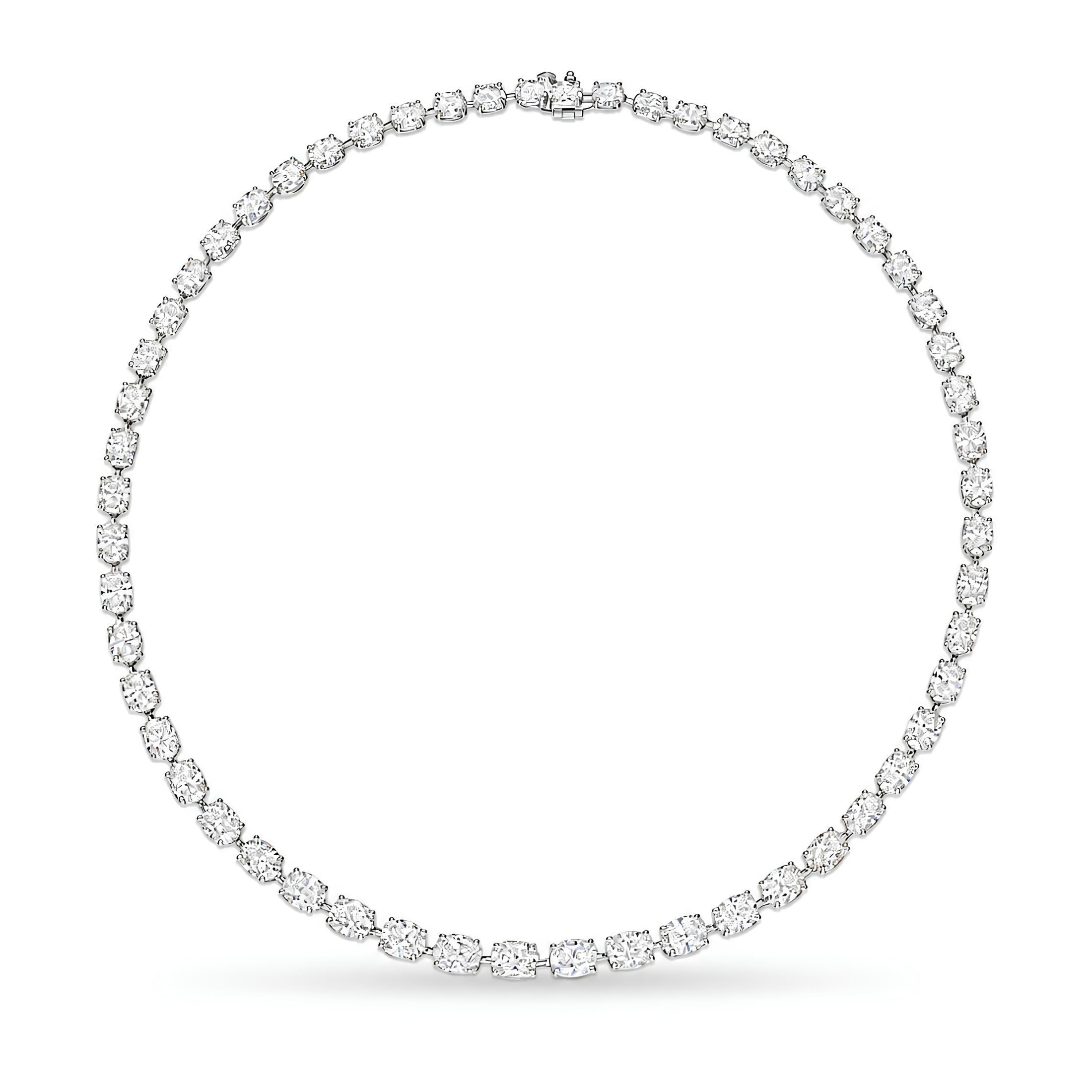 Soleia 28.60 Carat Oval Cut Diamond Riviera Necklace in Platinum