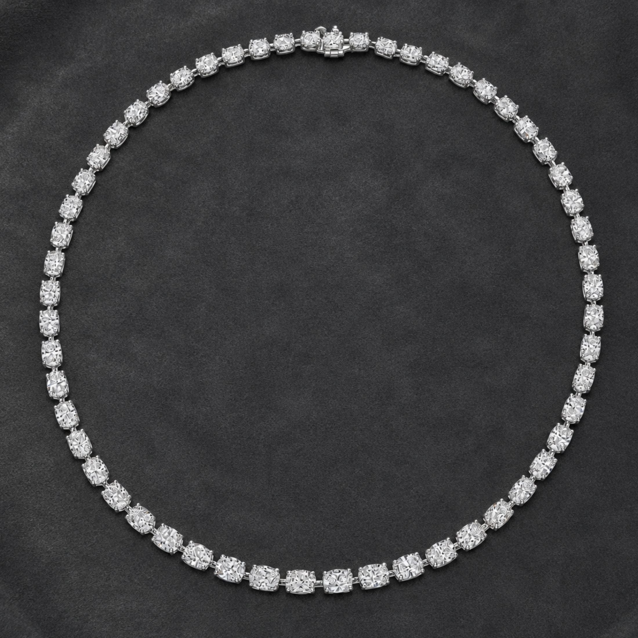 Soleia 28.60 Carat Oval Cut Diamond Riviera Necklace in Platinum