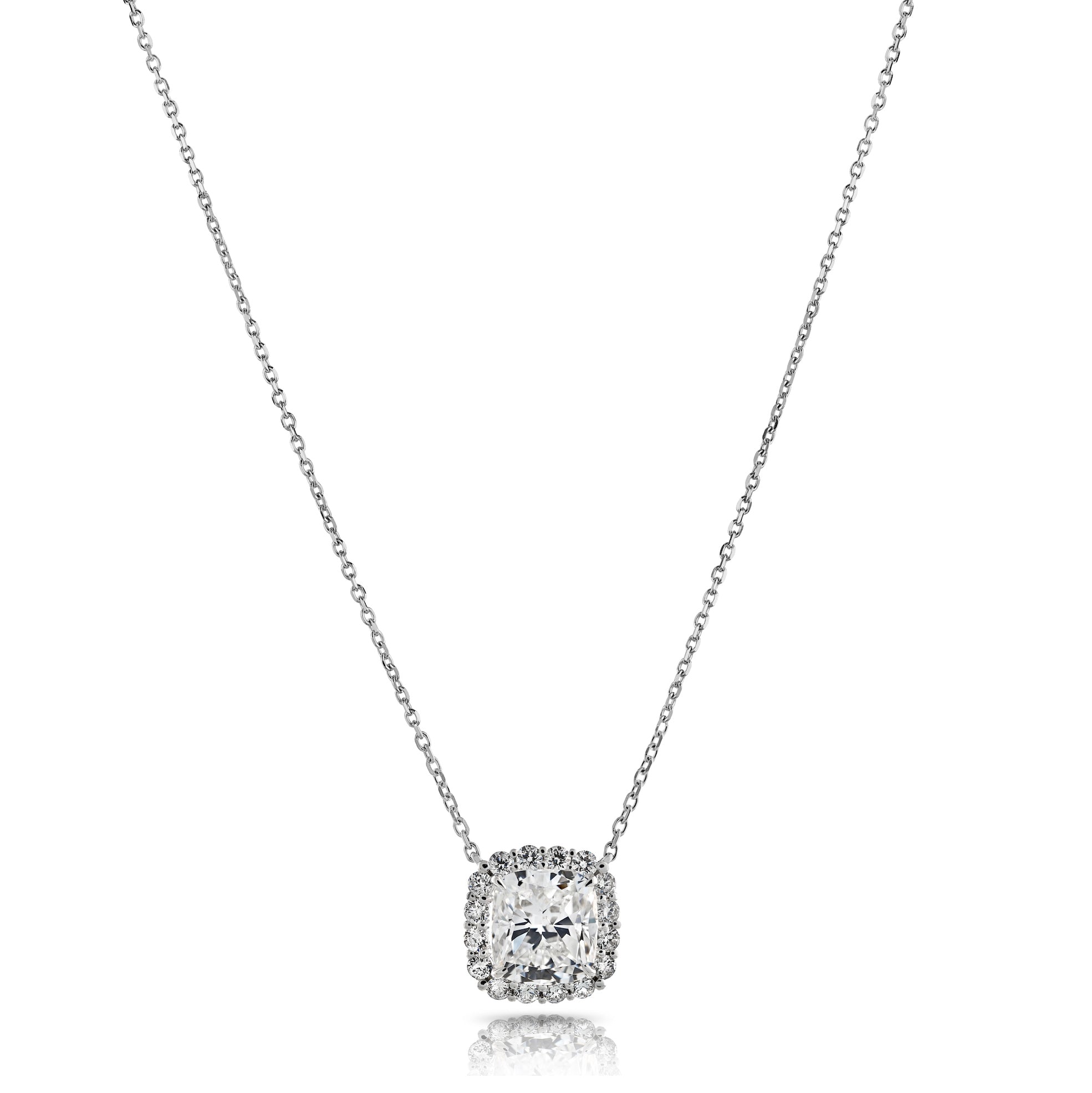 Square Diamond Necklace With Halo Leviev Necklaces The Classic Collection