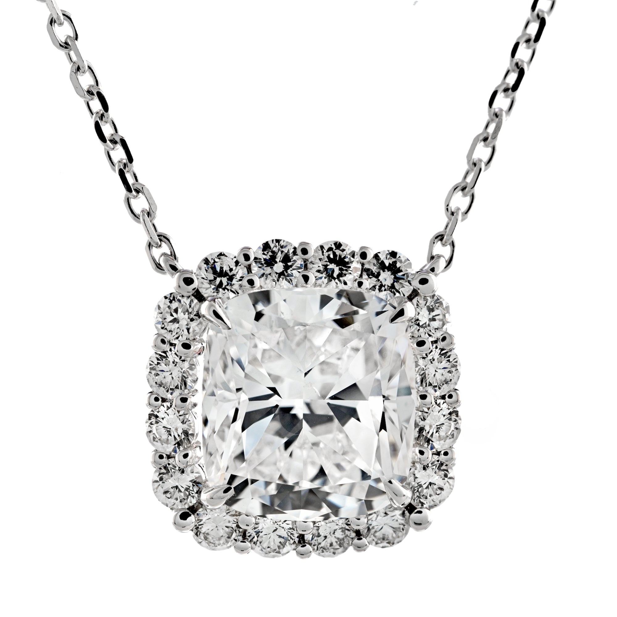 Square Diamond Necklace With Halo Leviev Necklaces The Classic Collection