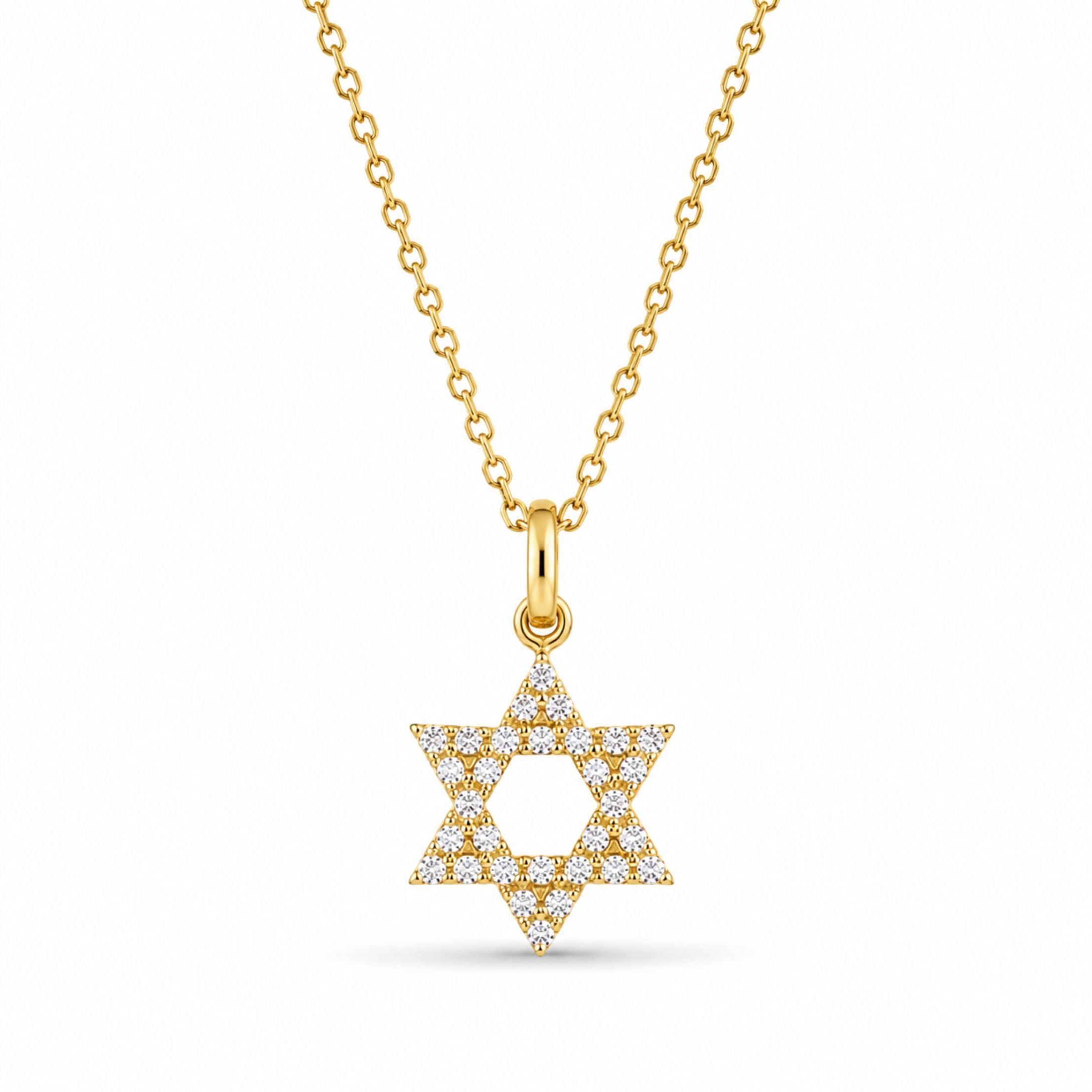 Star of David 0.12 Carat Diamond Necklace in 18K Gold