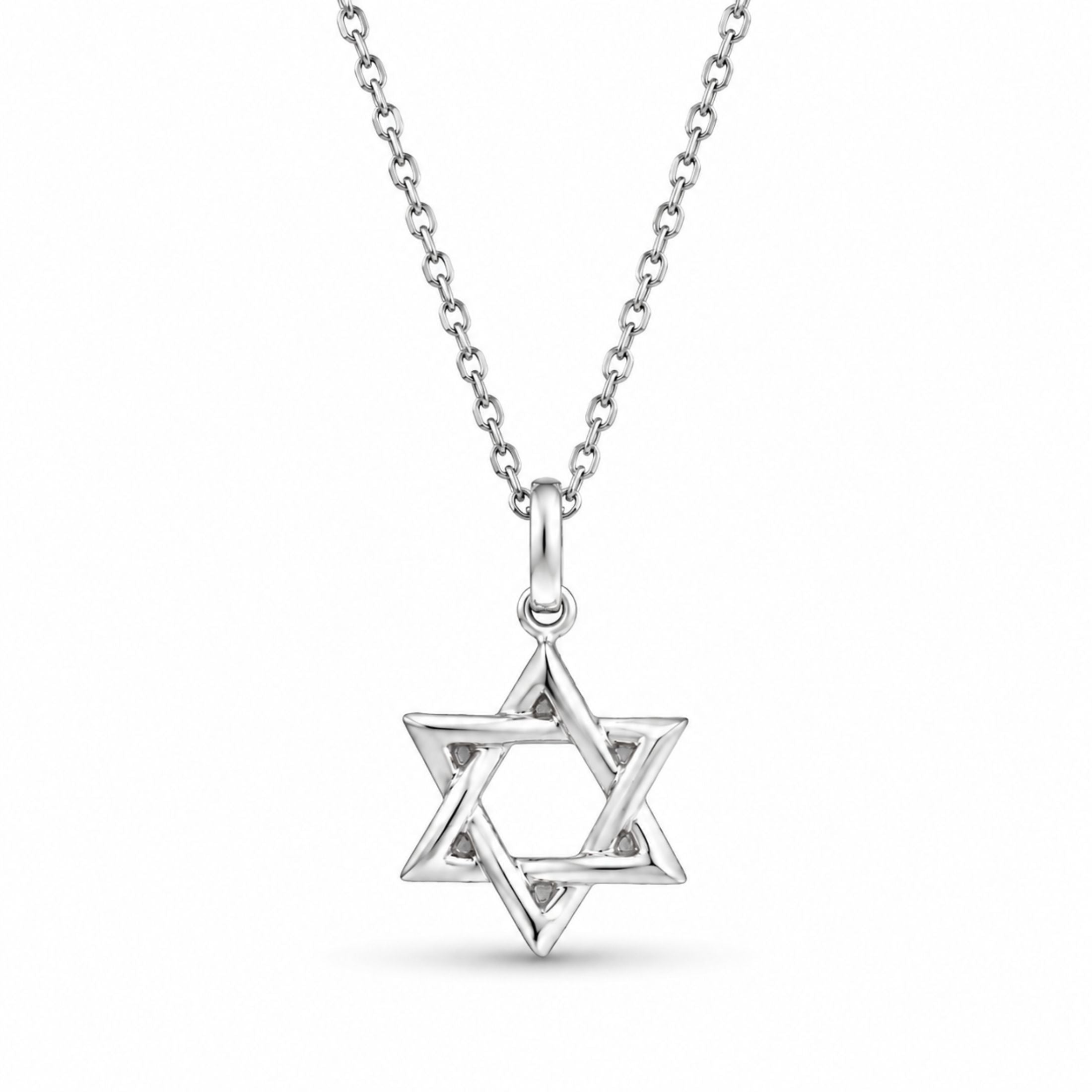 Star of David Diamond Necklace in 18K Gold
