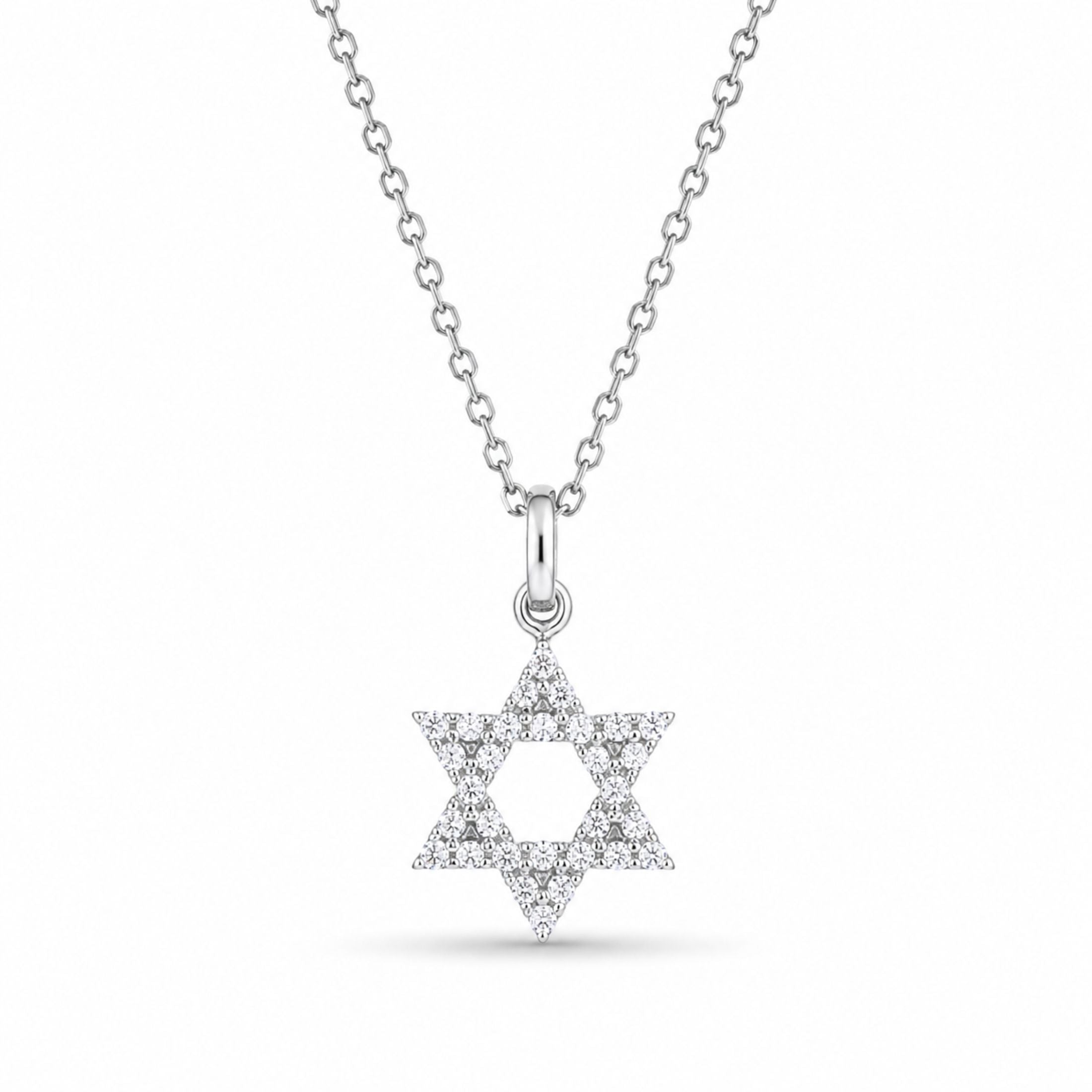 Star of David Diamond Necklace in 18K Gold