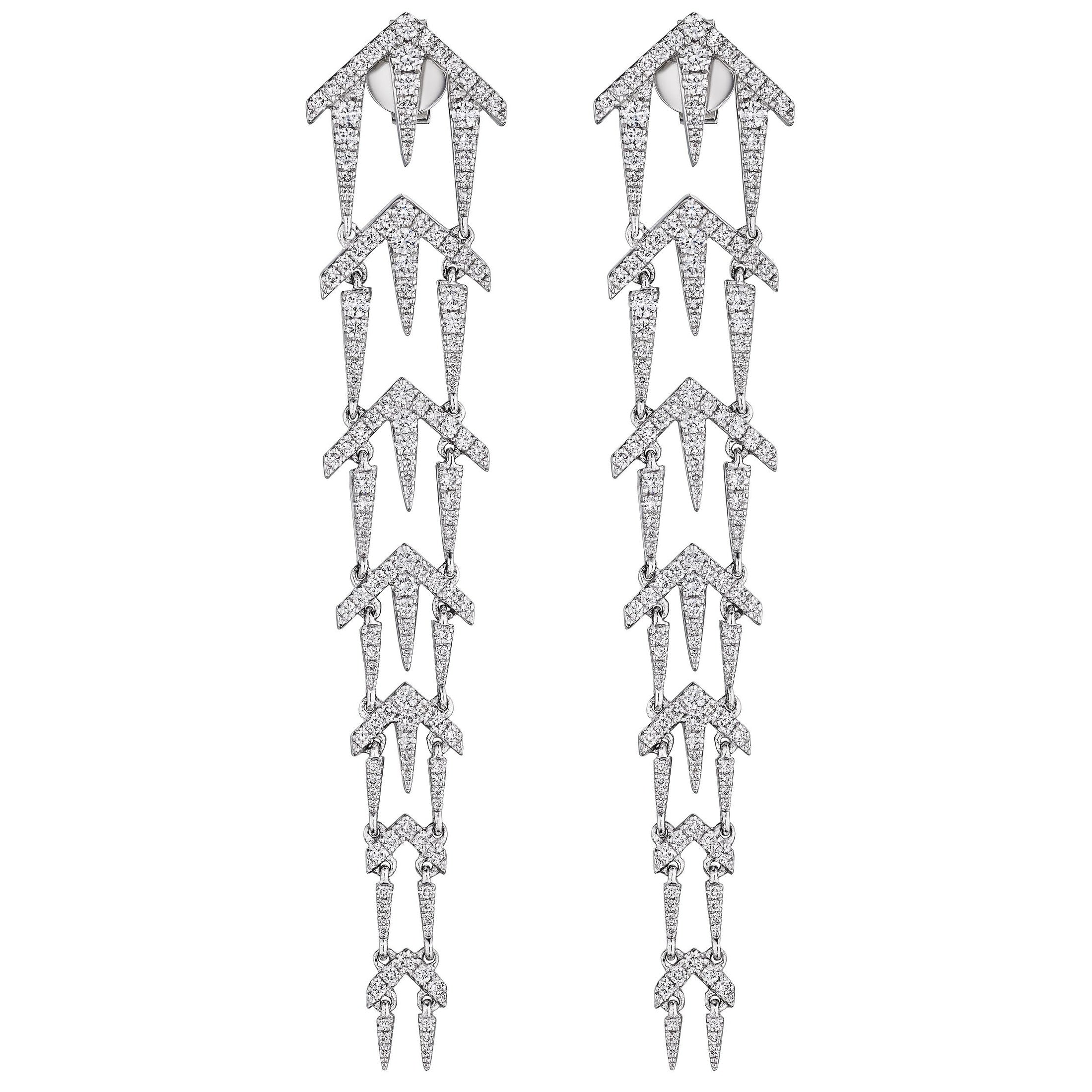 'Starlight Arrow' Hinged Graduated Drop Earrings, 2 CT Leviev Earrings Earrings