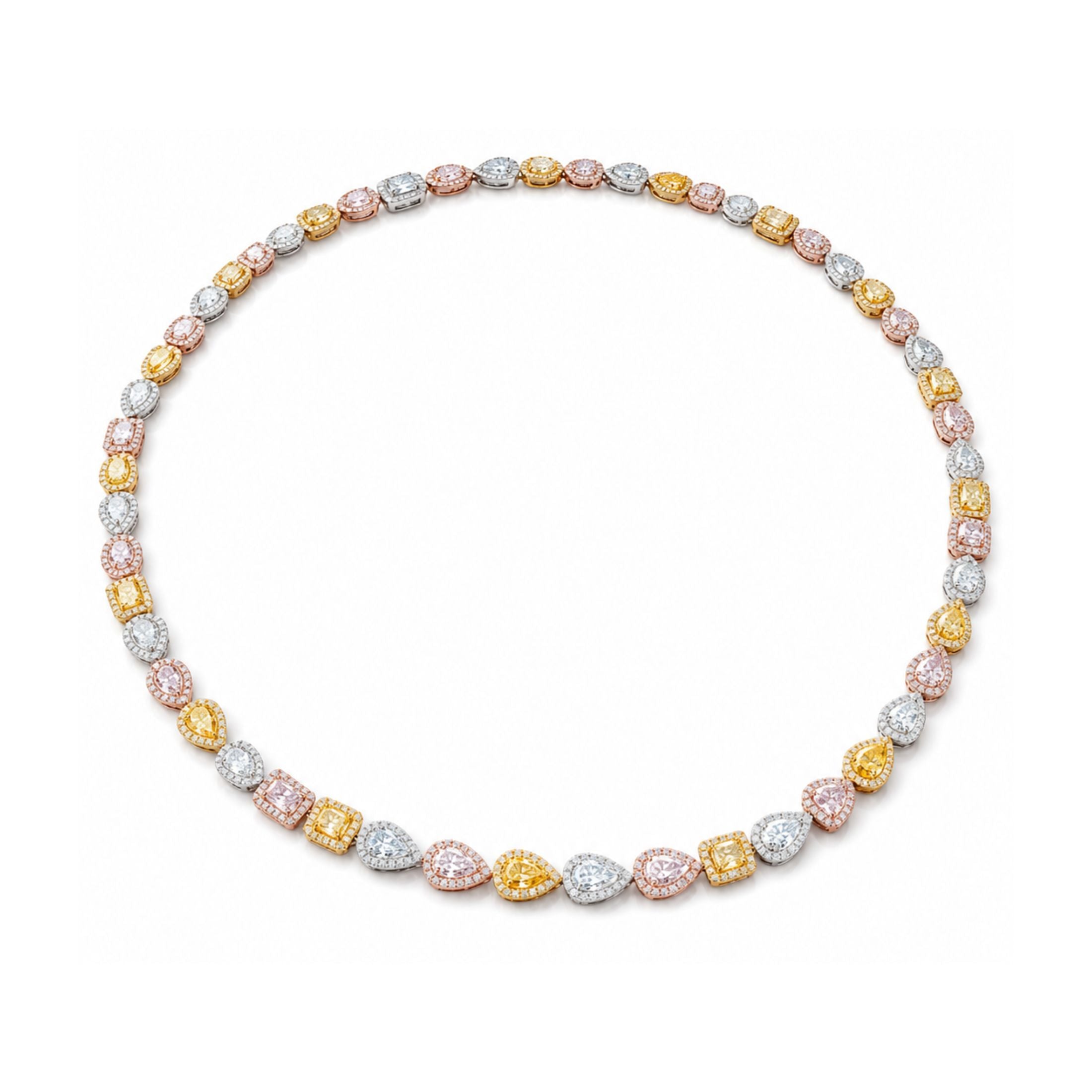 Claro 14.99 Carat Diamond Necklace in 18K White Gold