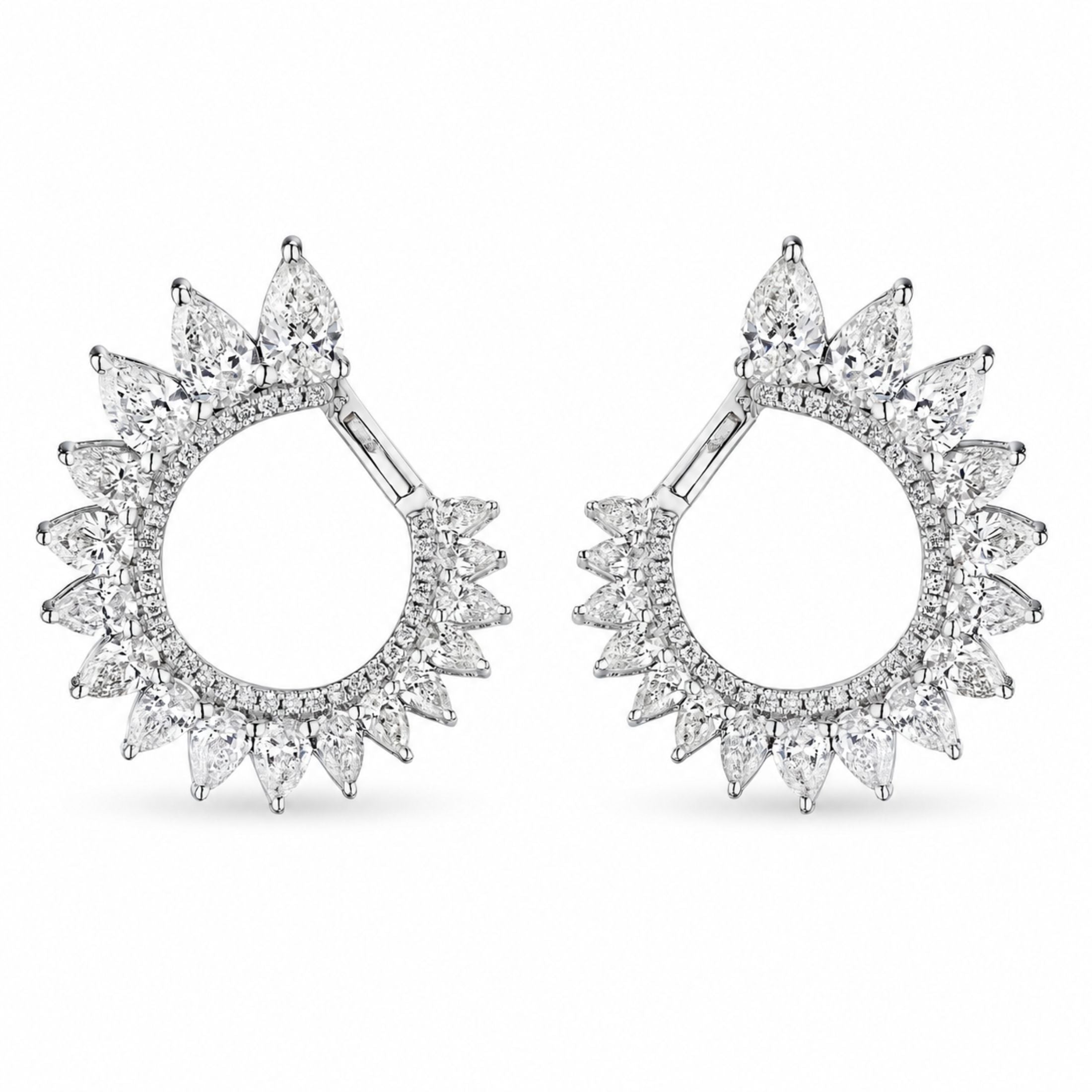 Sunfire Petals 4.07 Carat Diamond Cuff Earrings in 18K White Gold