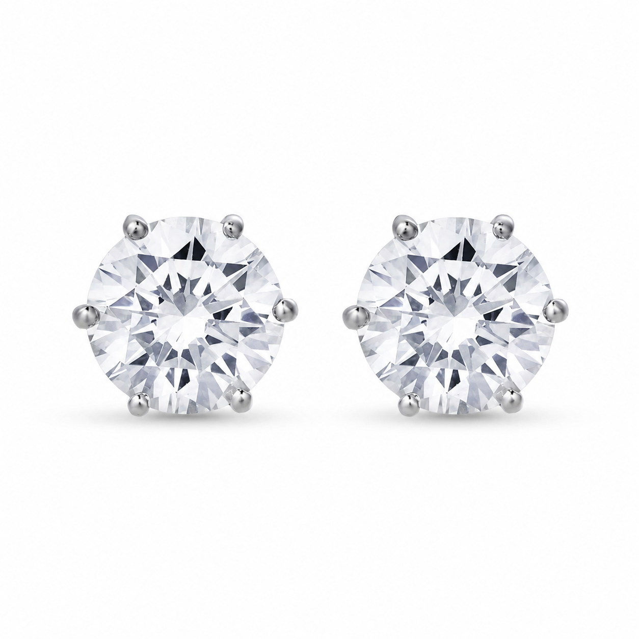 Sutton 4.14 Carat Diamond Stud Earrings in 14K White Gold