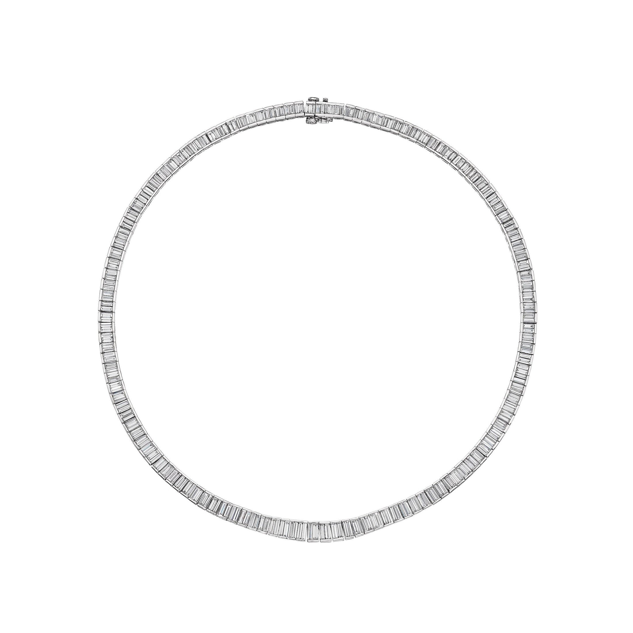 Tapered Baguettes Cut Diamond Necklace, 15 CT Leviev Necklaces Necklaces Leviev 