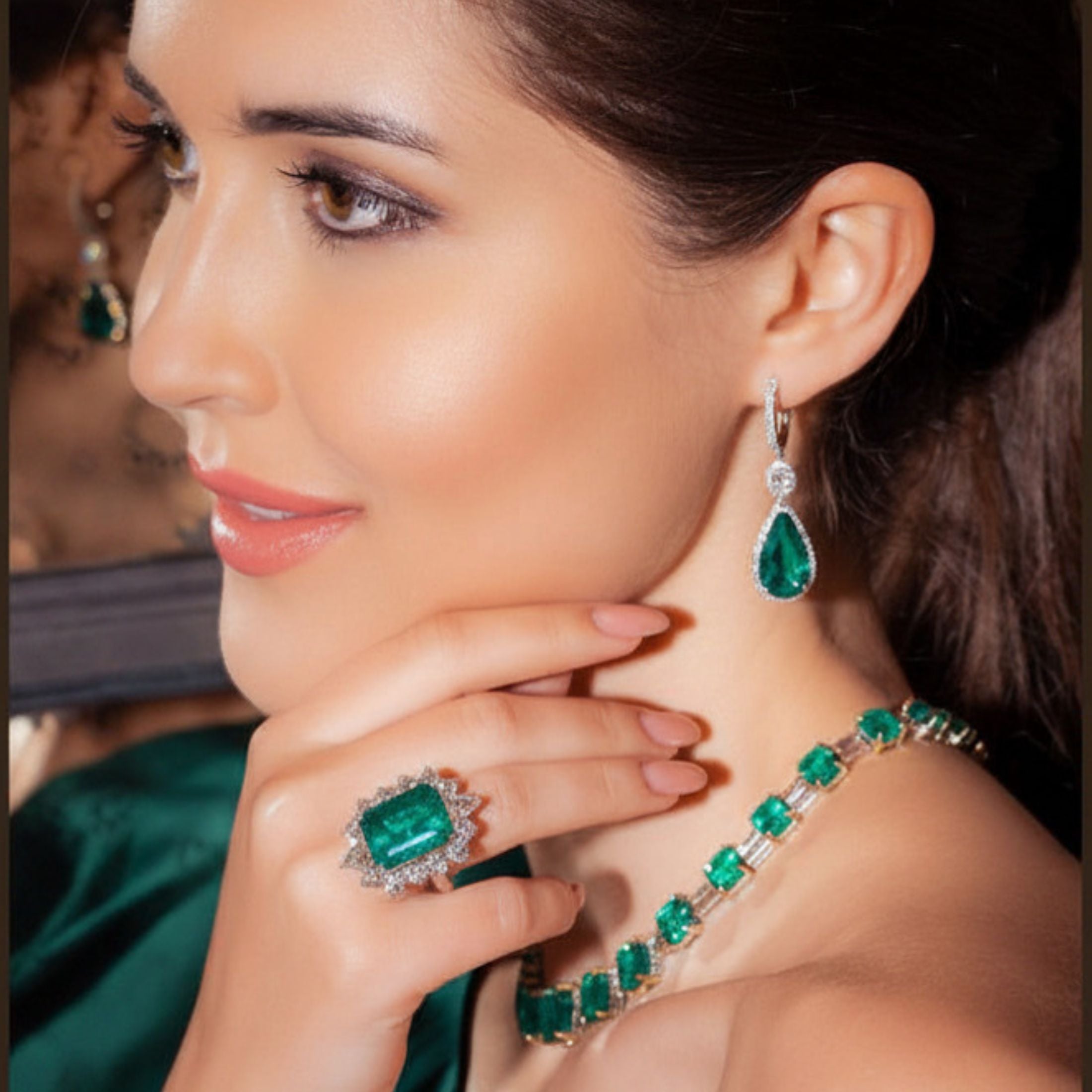 Tears of Eden 21.64 Carat Drop Emerald and Diamond Earrings in 18K White Gold Leviev Earrings Earrings, Leviev Leviev 