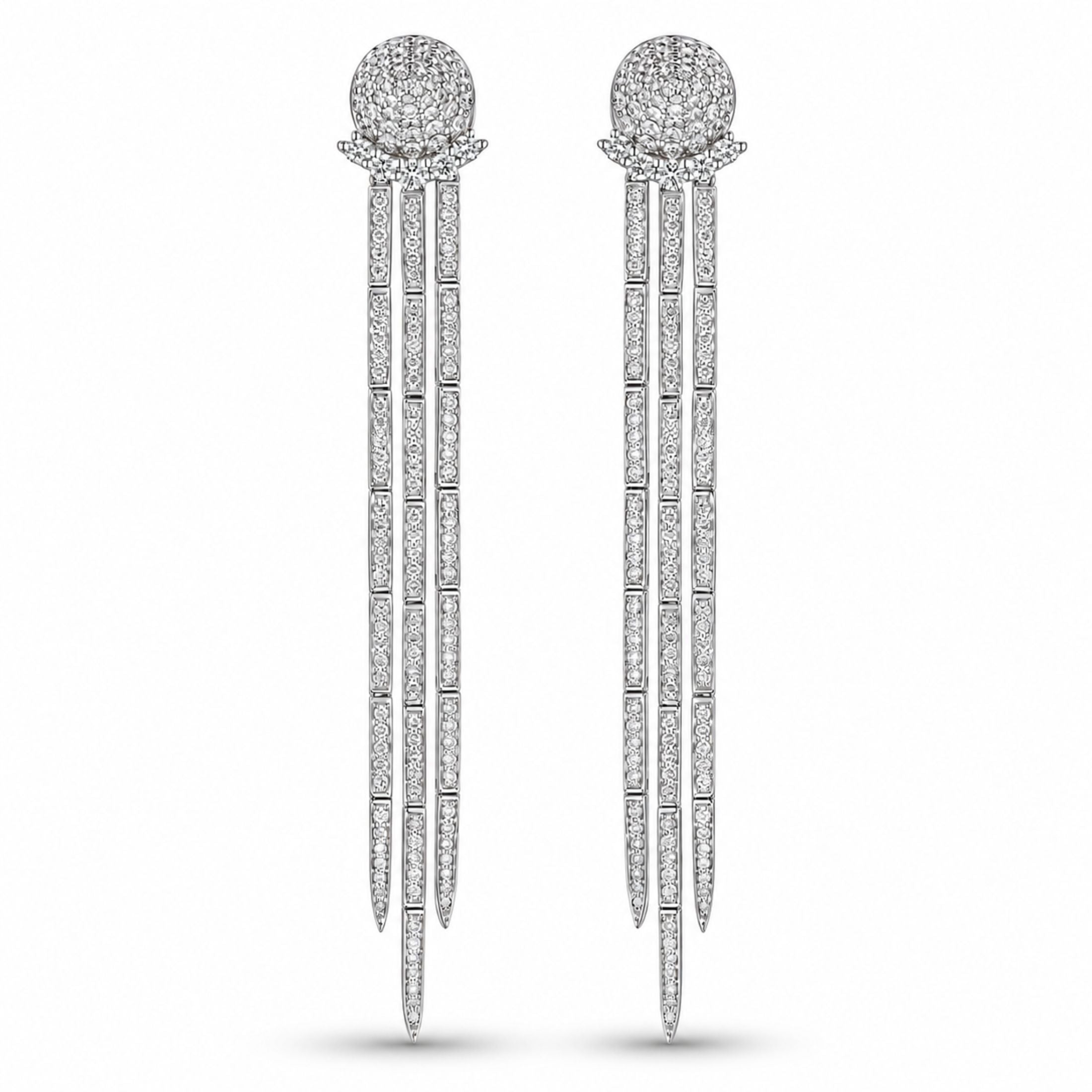 Tempest 2.51 Carat Diamond Dangle Earrings in 18K White Gold
