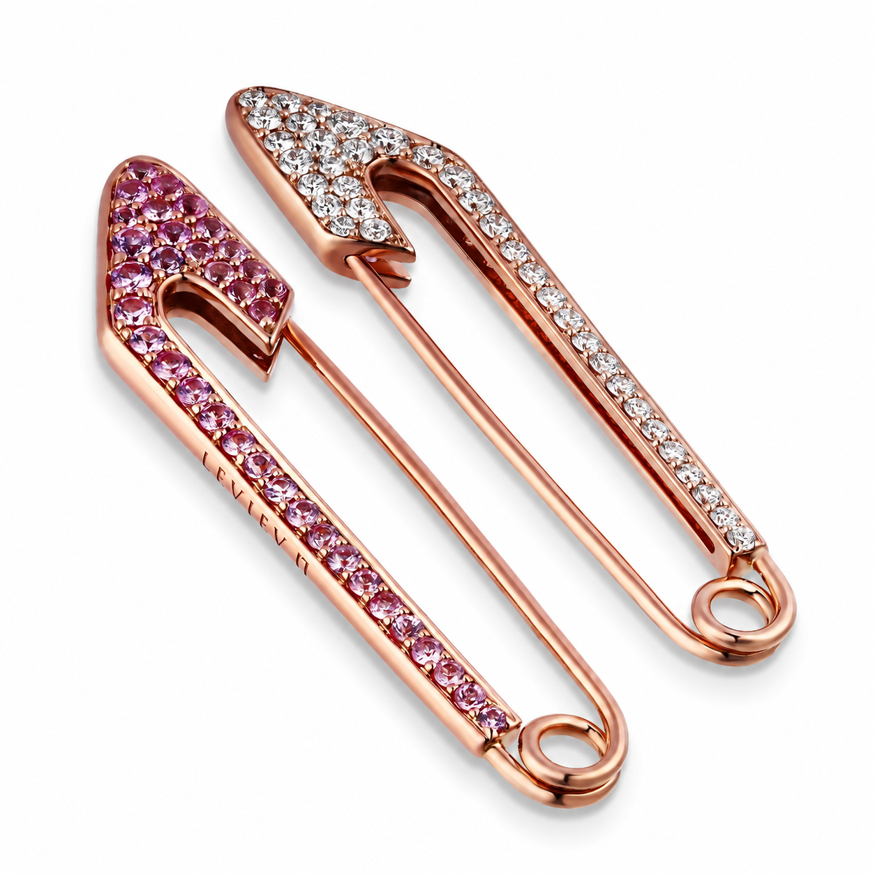 The Atelier .50 Carat Pink Sapphire & Diamond Double Sided Brooch in 18K Rose Gold