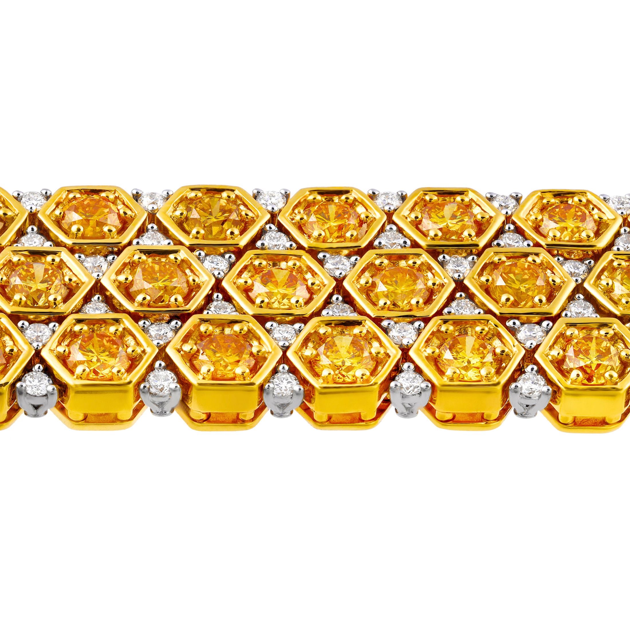 The Hive 10.01 Carat Vivid Yellow Diamond Bracelet in 18K Gold Leviev Bracelets 18k Gold Bracelet, Bracelet, Bracelets, Colored Diamond Bracelet, Diamond Bracelet, Diamond Tennis Bracelet, Everyday Bracelet, Gold & Diamond Bracelet, Gold Bracelet, Hive, Honeycomb, Honeycomb Bracelet, Leviev, Leviev Bracelet, Rings, Tennis Bracelet, Vivid Yellow, Vivid Yellow Diamond, Vivid Yellow Diamond Bracelet, Women's Bracelet, Yellow, Yellow Diamonds, Yellow Gold, Yellow Gold & Diamond, Yellow Gold Bracelet