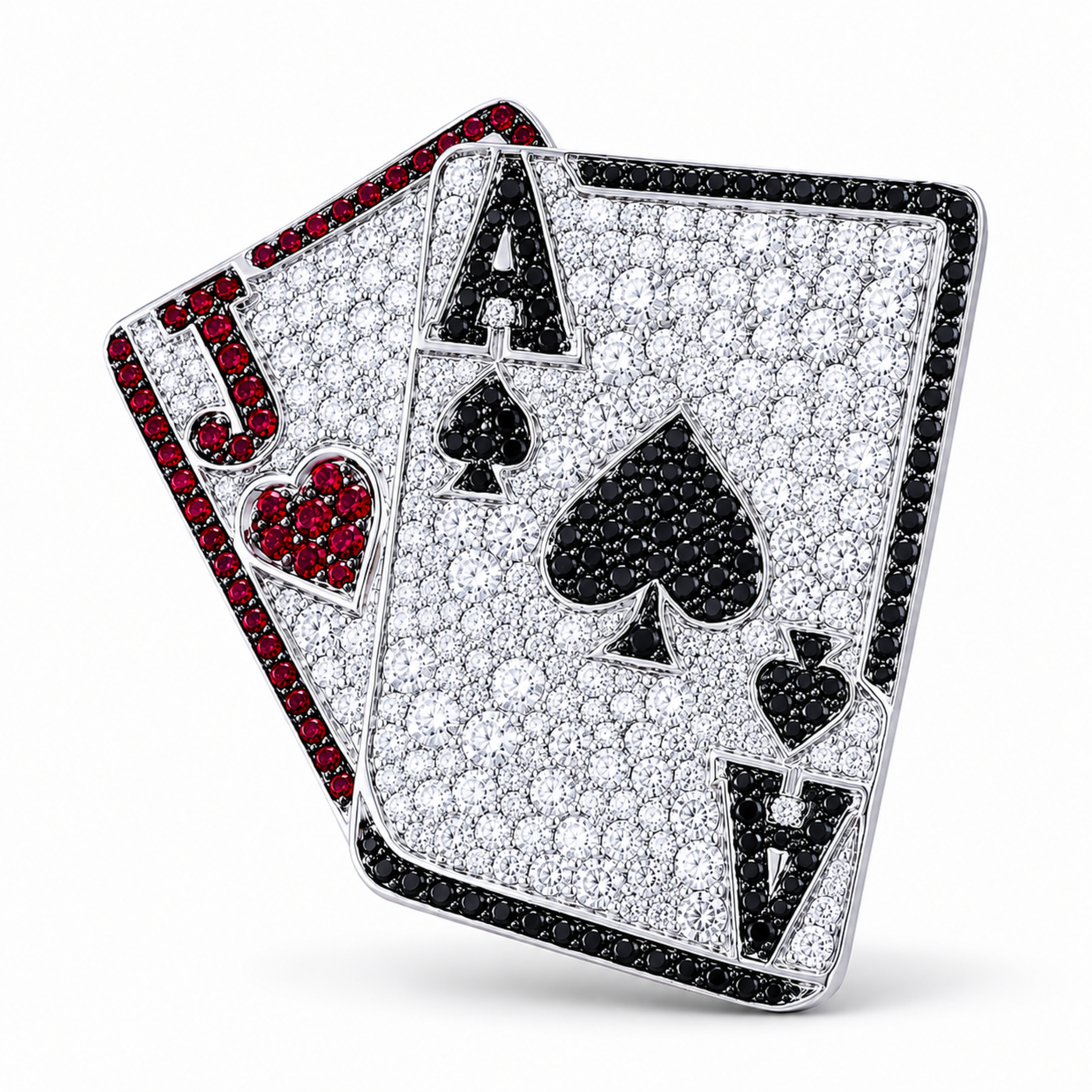 The Royal Pair 3.09 Carat Diamond Lapel in 18K White Gold