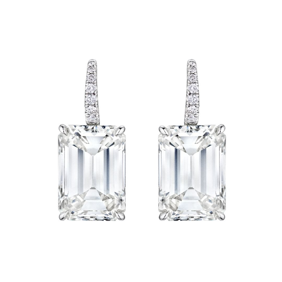 'Timeless Allure' Emerald Cut Diamond Earrings, 7 CT Each Leviev Earrings Earrings