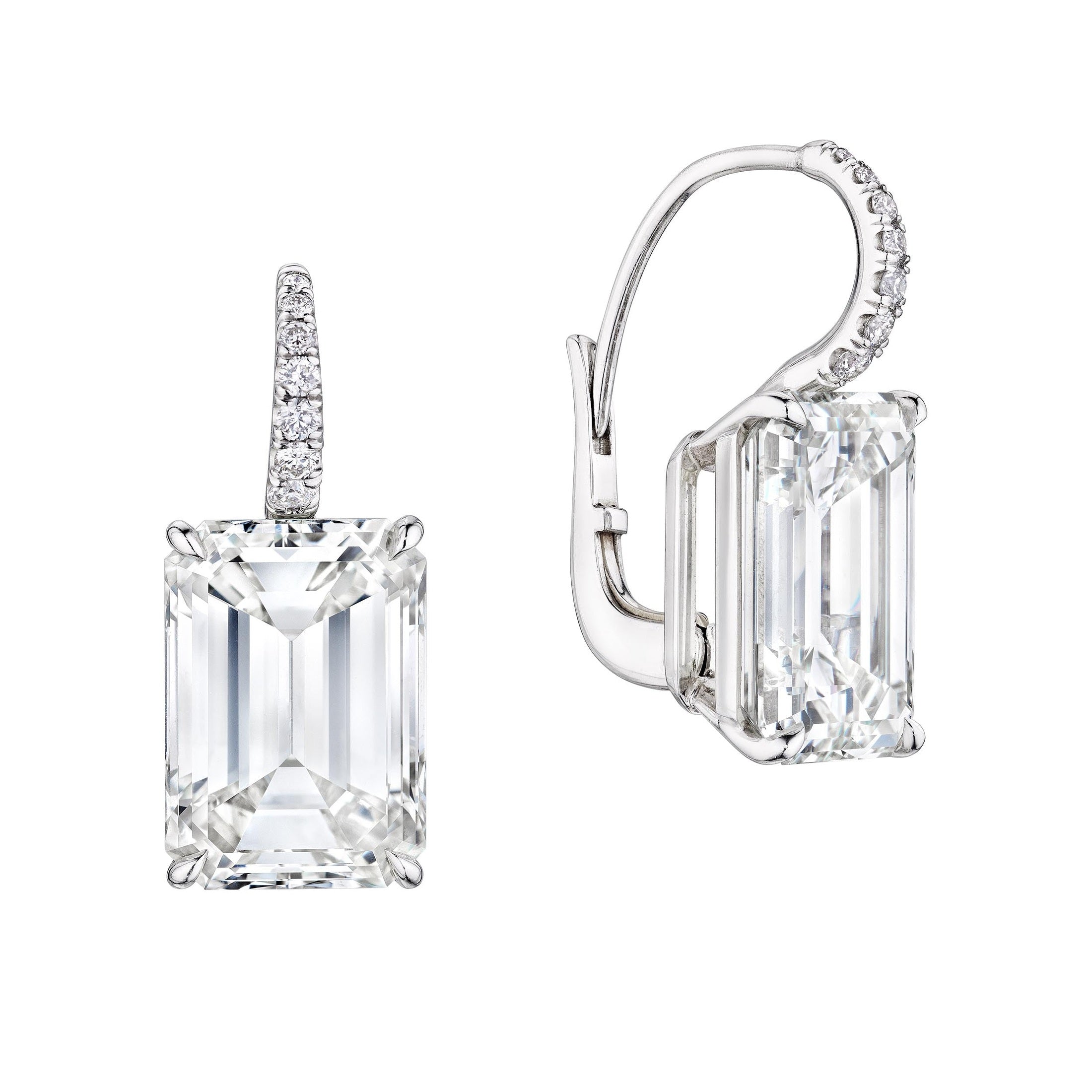 'Timeless Allure' Emerald Cut Diamond Earrings, 7 CT Each Leviev Earrings Earrings