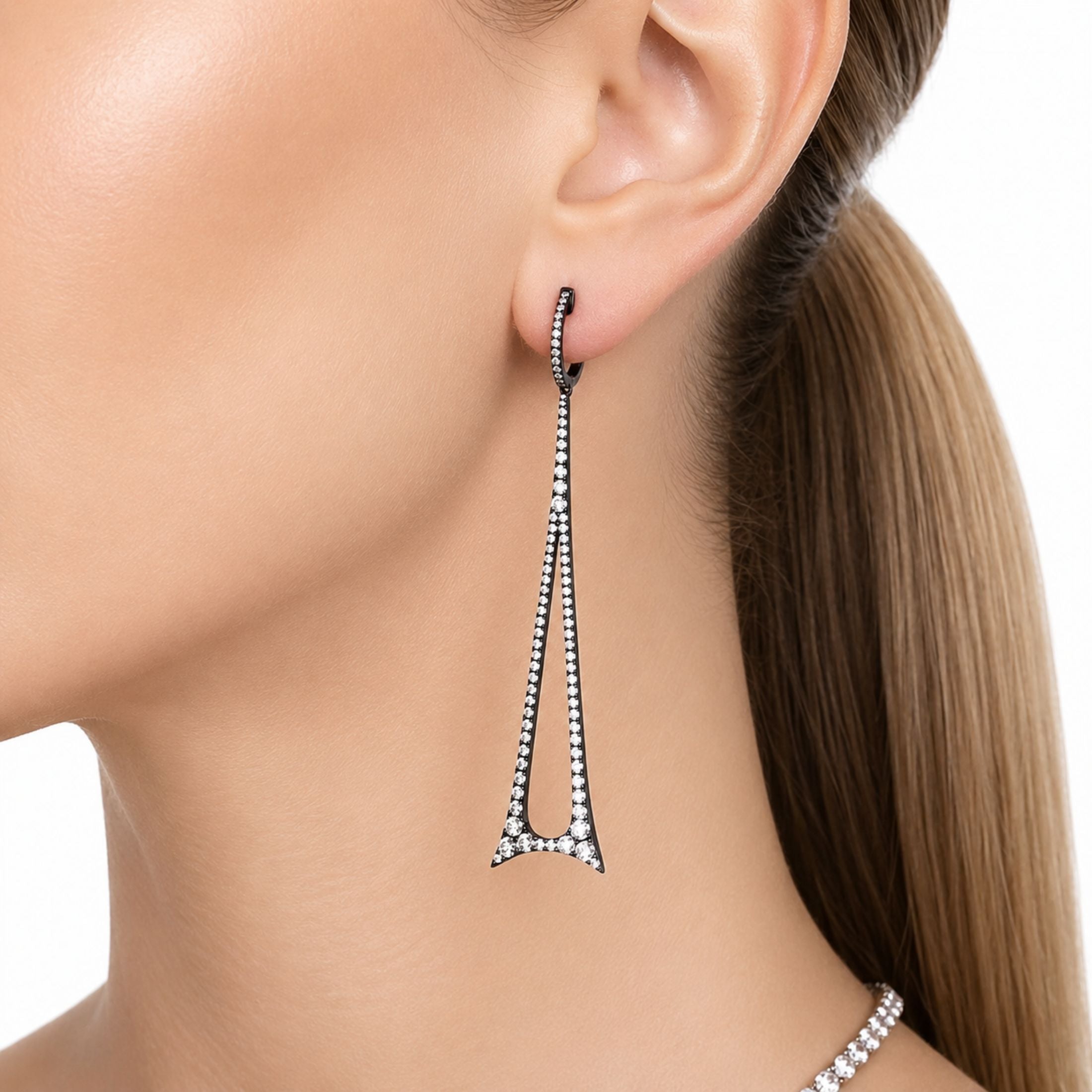 Umbra Spire 2.36 Carat Diamond Earrings in 18K White Gold & Rhodium