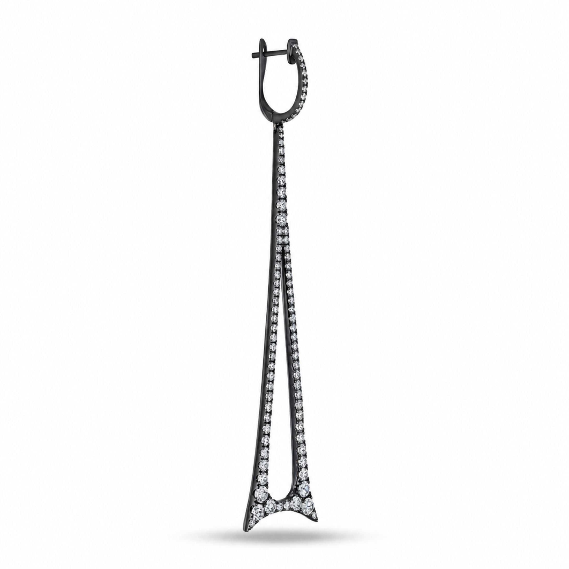Umbra Spire 2.36 Carat Diamond Earrings in 18K White Gold & Rhodium
