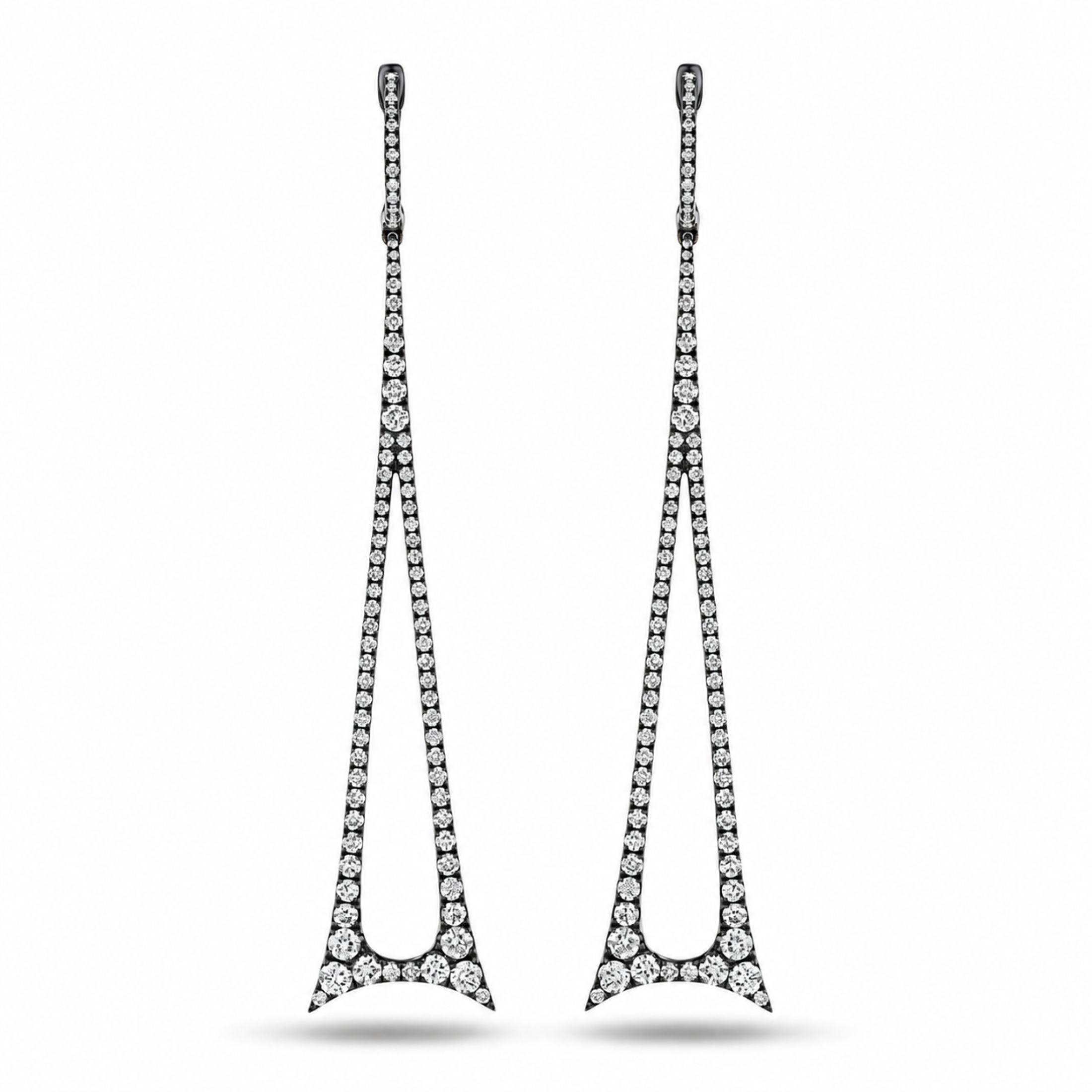 Umbra Spire 2.36 Carat Diamond Earrings in 18K White Gold & Rhodium