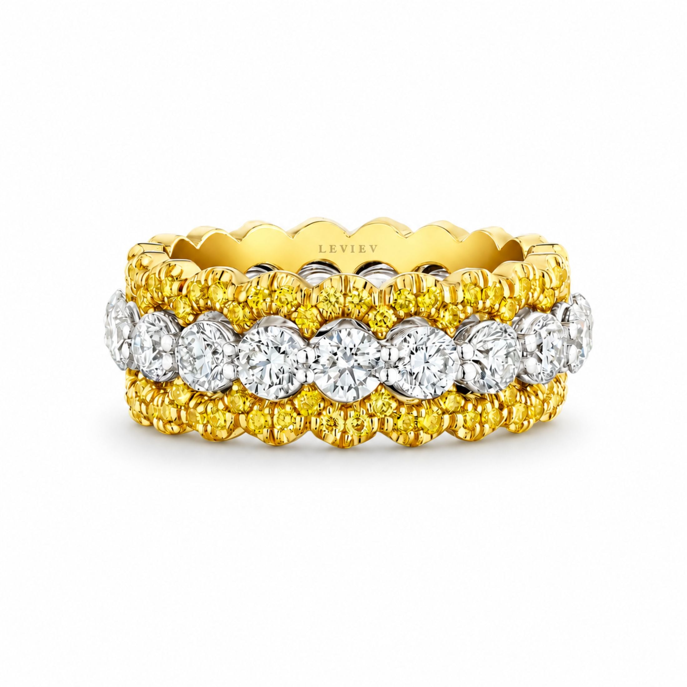 Umbra Split 3.05 Carat Diamond Ring in 18K Yellow Gold & Platinum