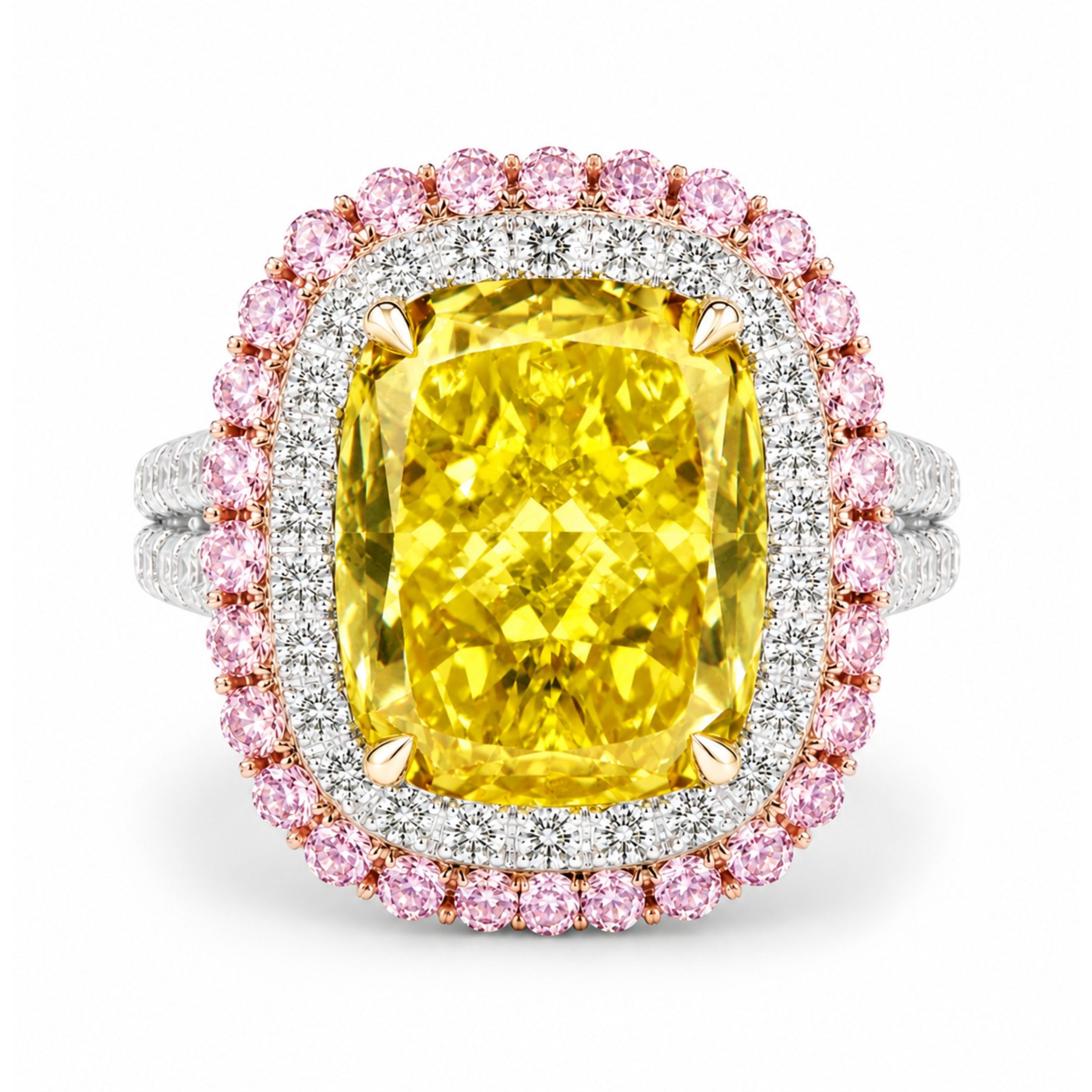 Valencia Rose 8.84 Carat Diamond Halo Ring in 18K White Gold & Platinum