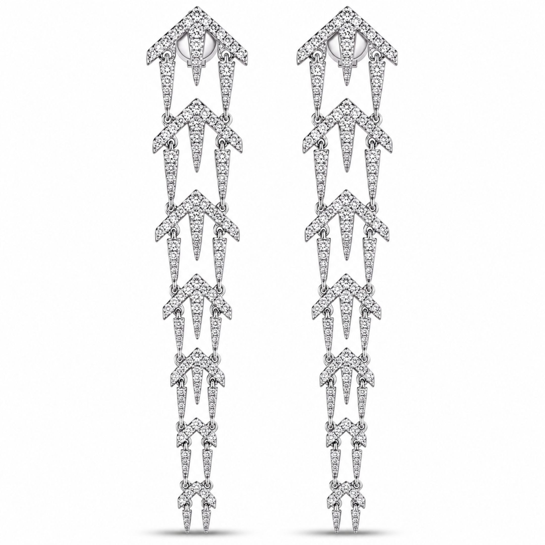 Valkyrie 1.98 Carat Diamond Dangle Earrings in 18K White Gold