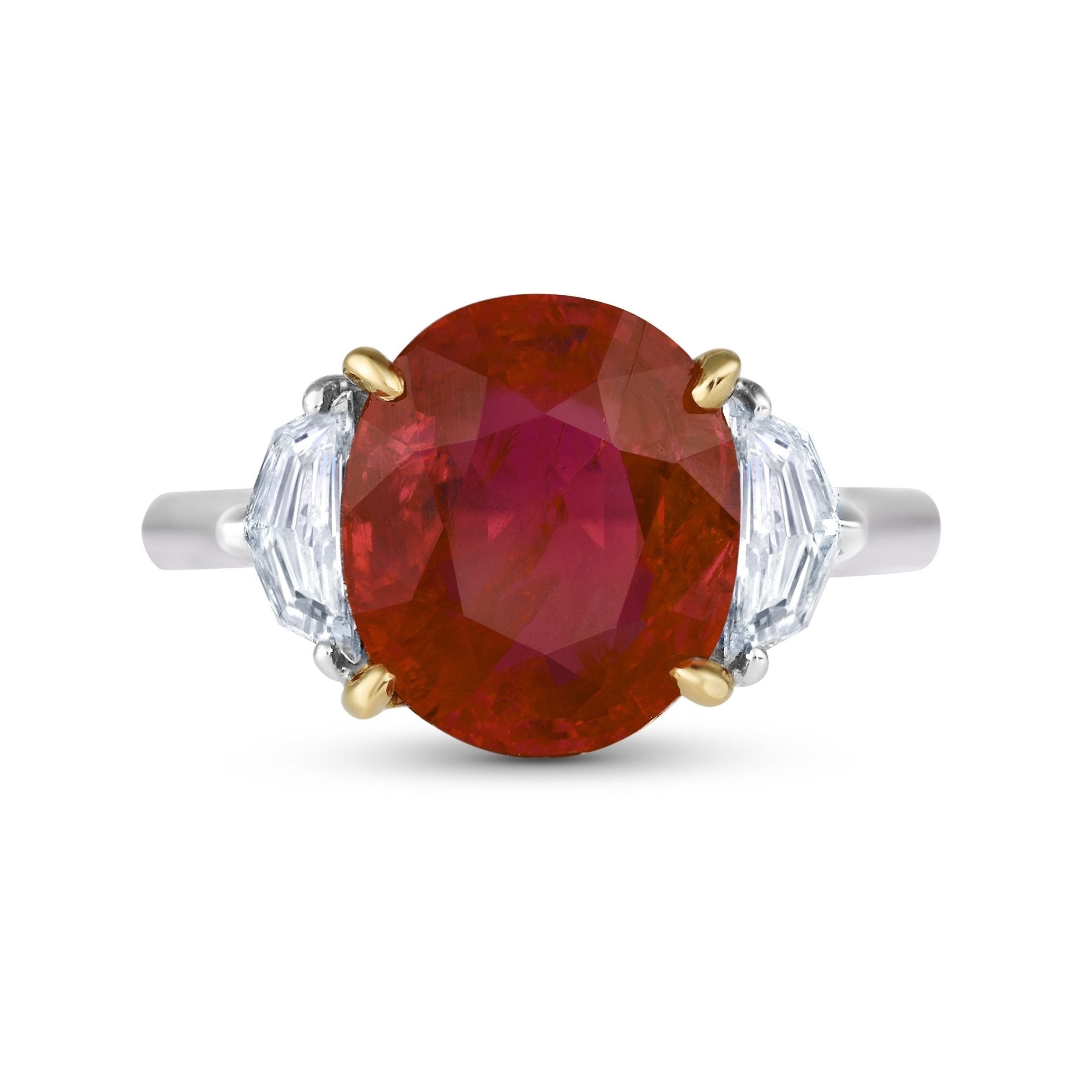 Valyria Rouge 5.57 Carat Ruby Trilogy Ring in Platinum & 18K White Gold