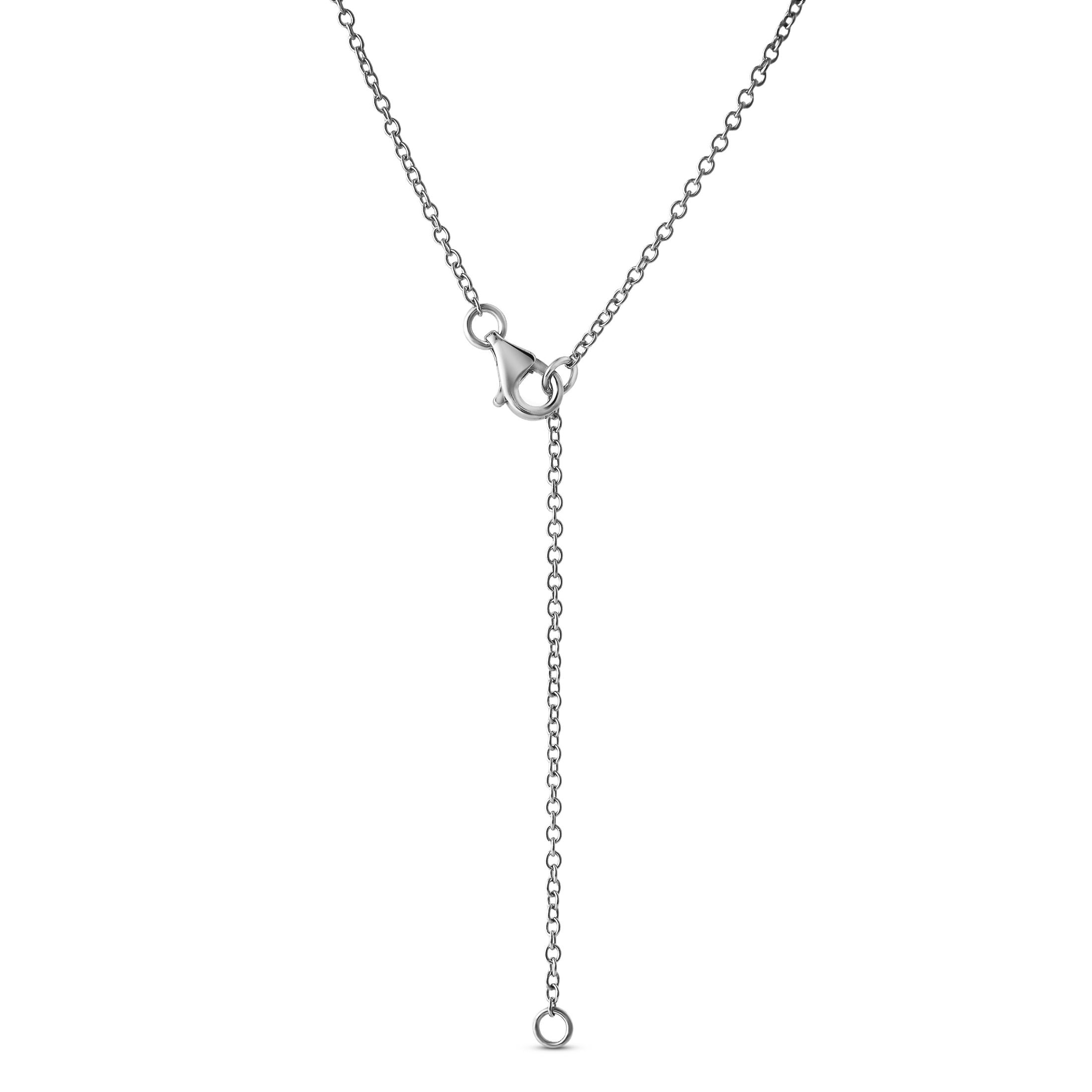Adjustable Y-style lobster claw clasp with extension chain on 18K white gold oval link necklace