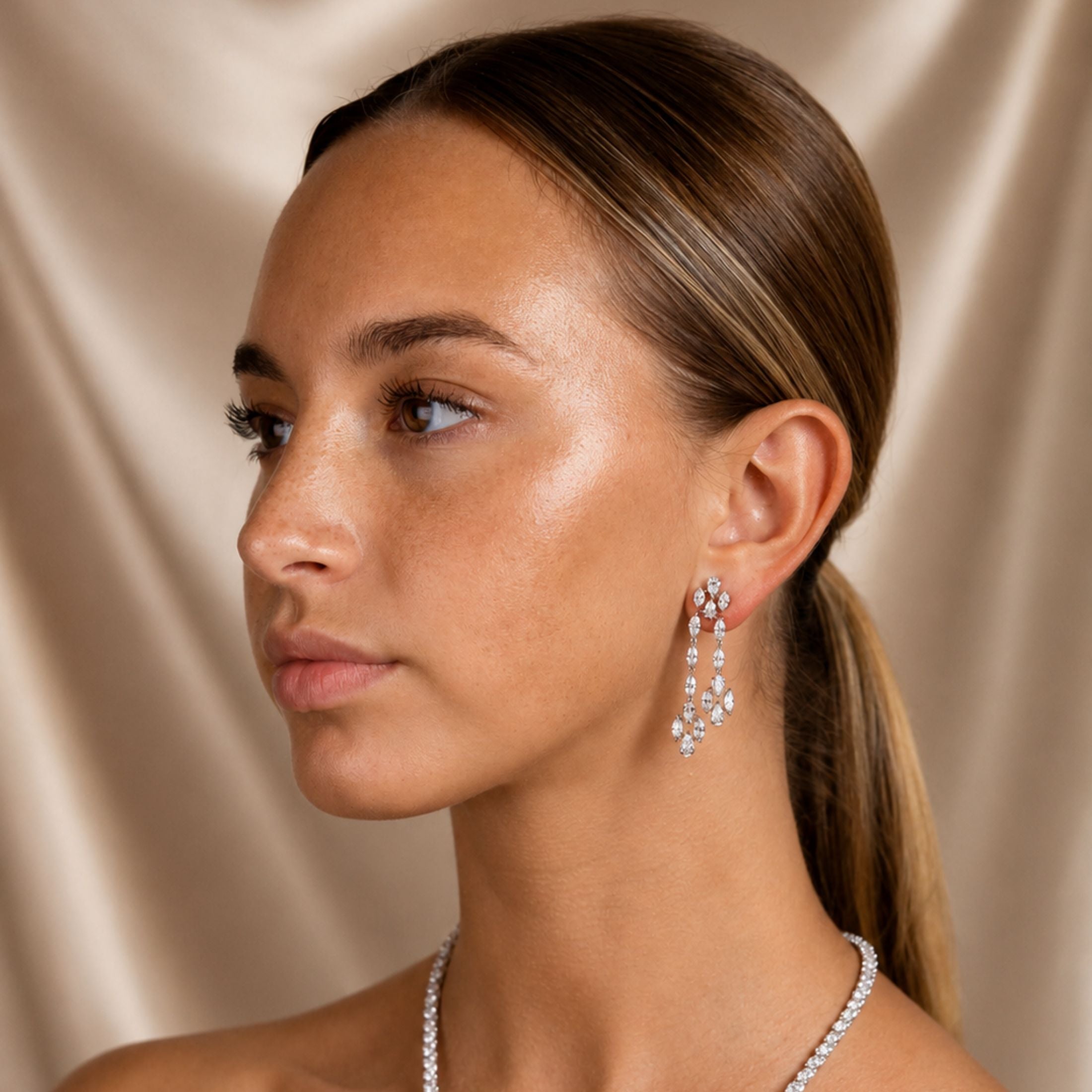 Venetian Rain 7.74 Carat Diamond Dangle Earrings in 18K White Gold