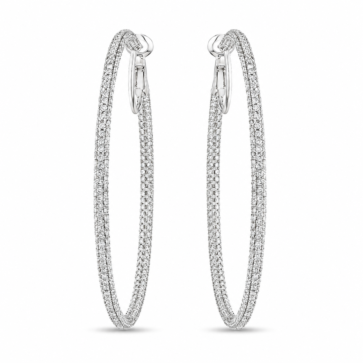 Vera 4.50 Carat Diamond Hoop Earring in 18K White Gold