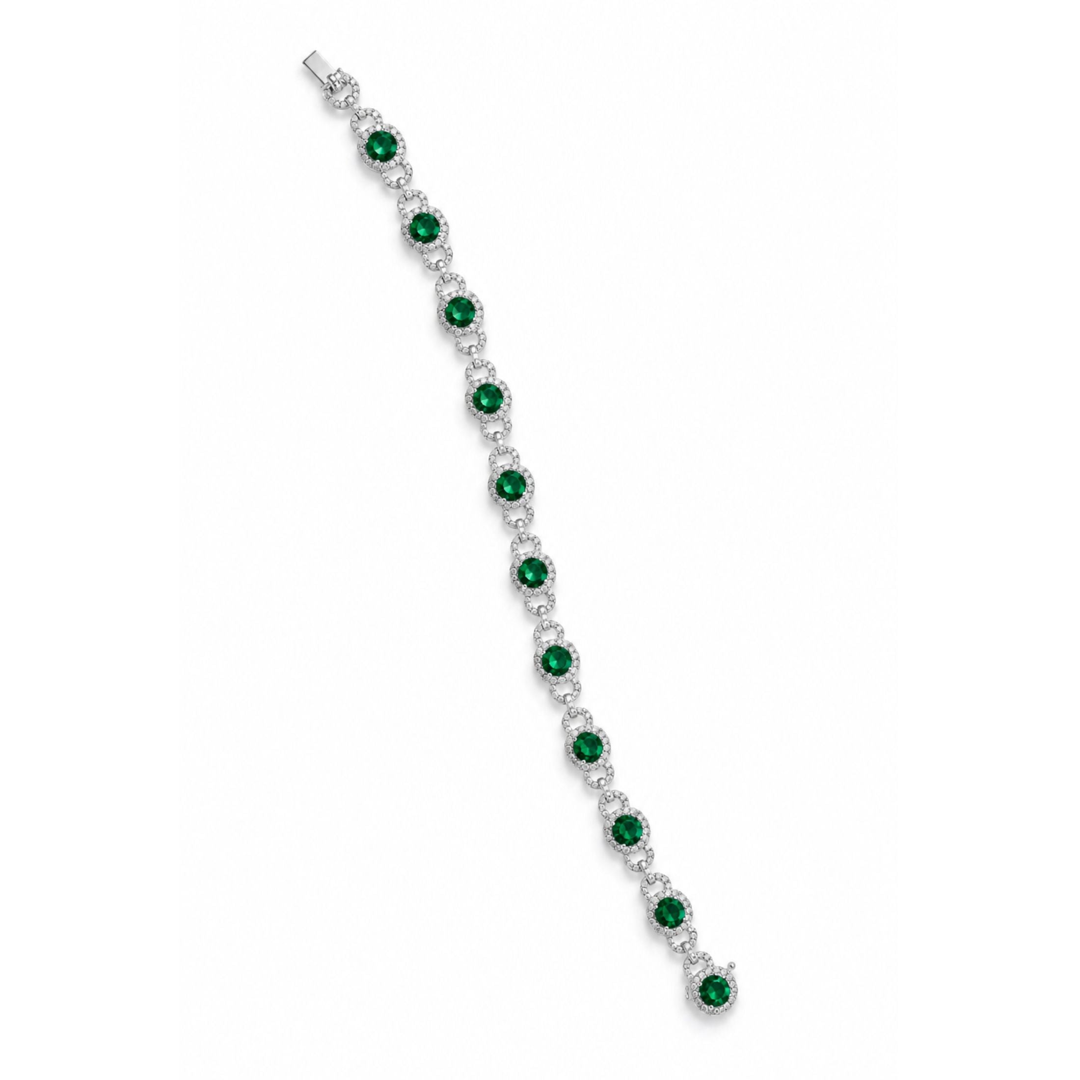 Verona 10.54 Carat Emerald & Diamond Tennis Bracelet in 18K White Gold