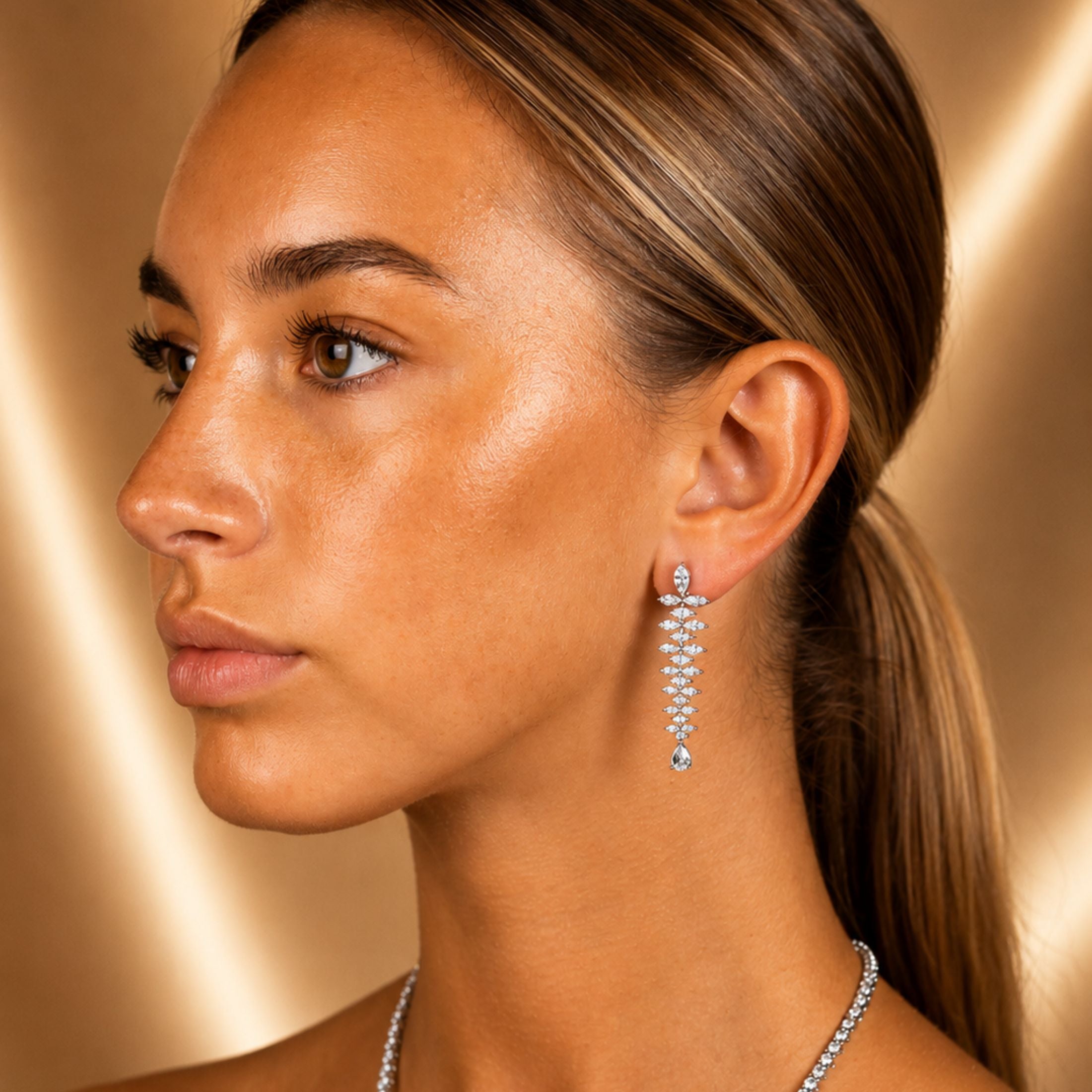 Vesper Bloom 4.66 Carat Diamond Dangle Earrings in 18K White Gold