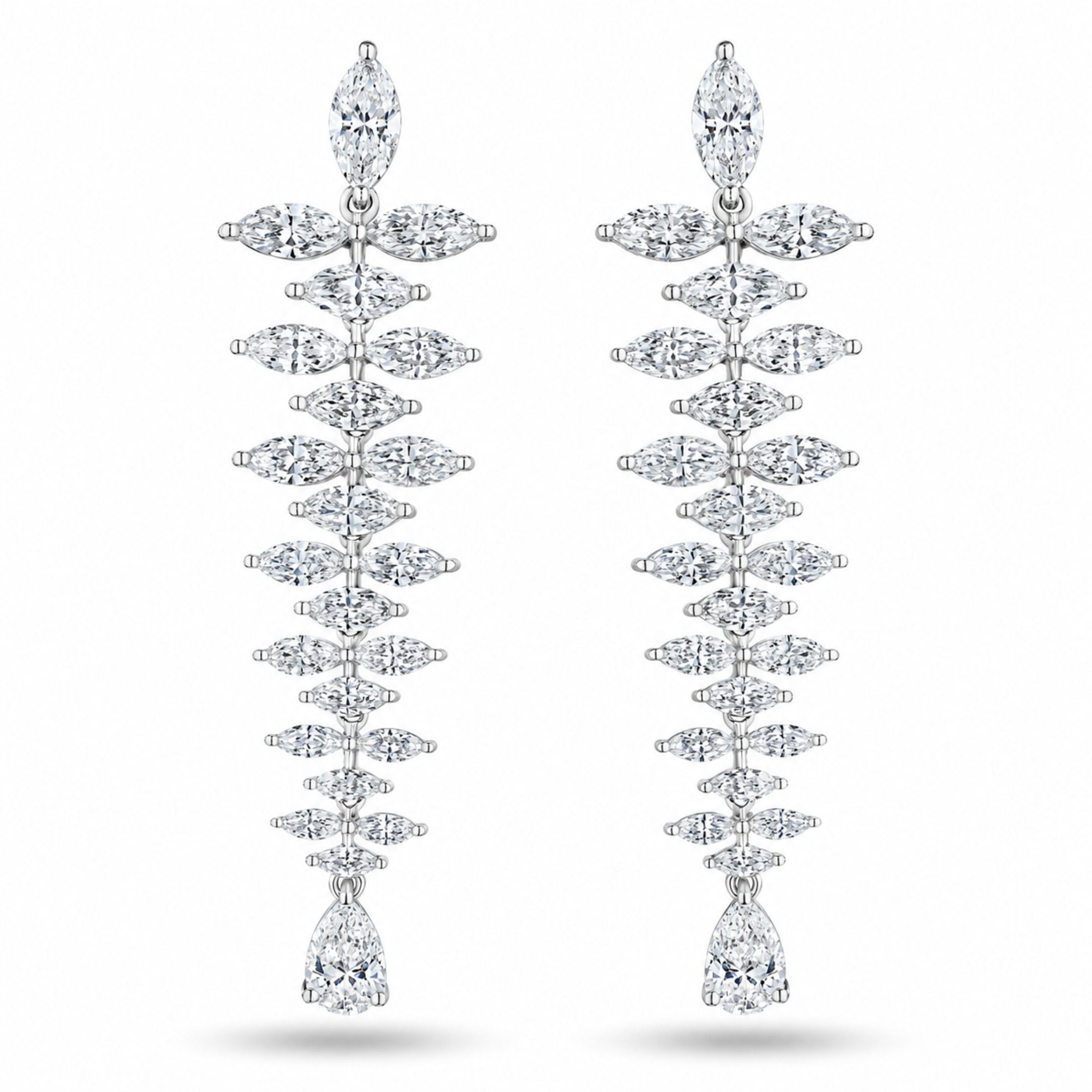 Vesper Bloom 4.66 Carat Diamond Dangle Earrings in 18K White Gold