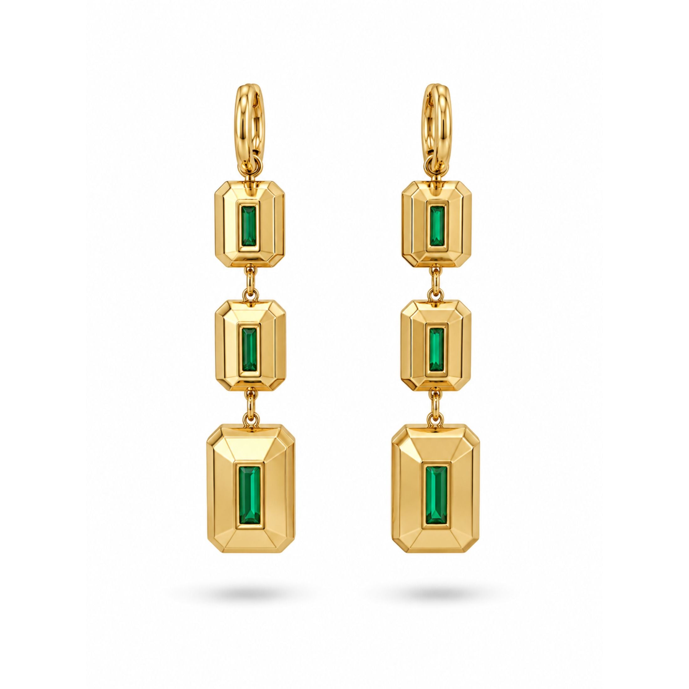 Visconti Verde 25.39 Carat Emerald Drop Earrings in 18K Gold