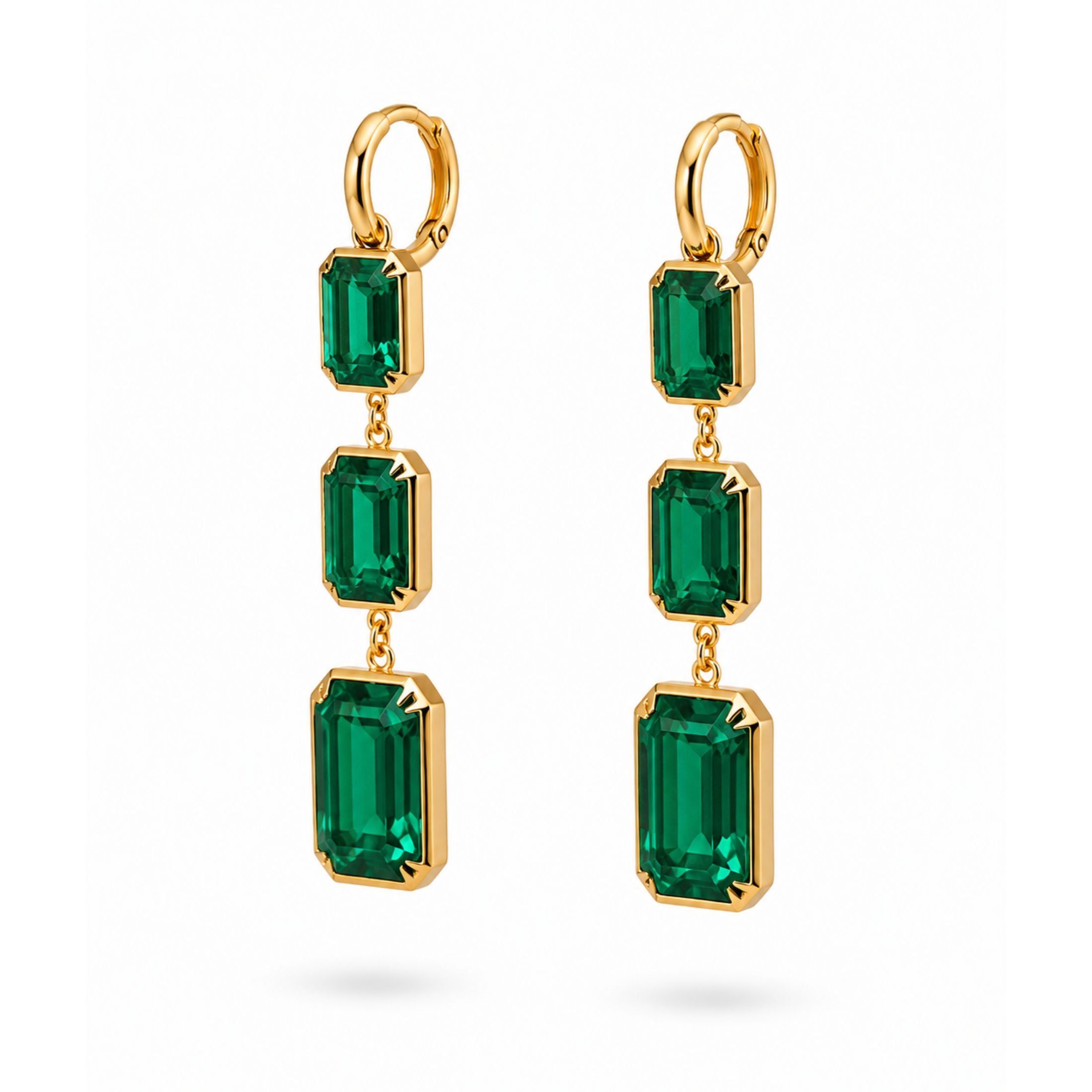 Visconti Verde 25.39 Carat Emerald Drop Earrings in 18K Gold
