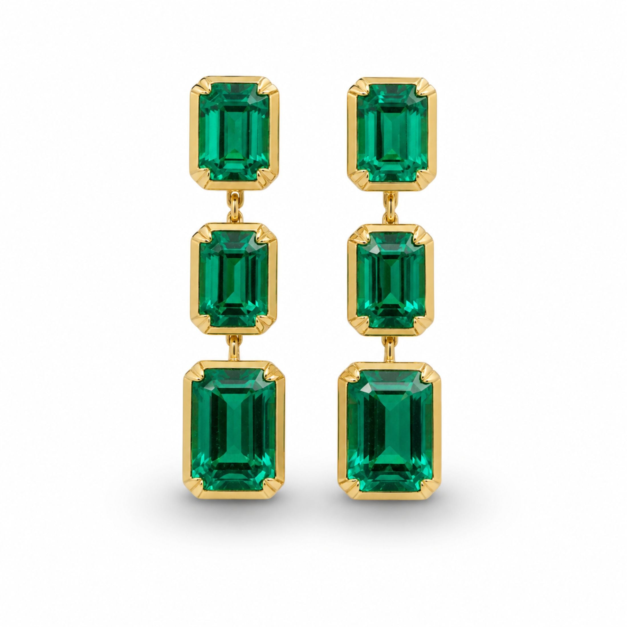 Visconti Verde 25.39 Carat Emerald Drop Earrings in 18K Gold