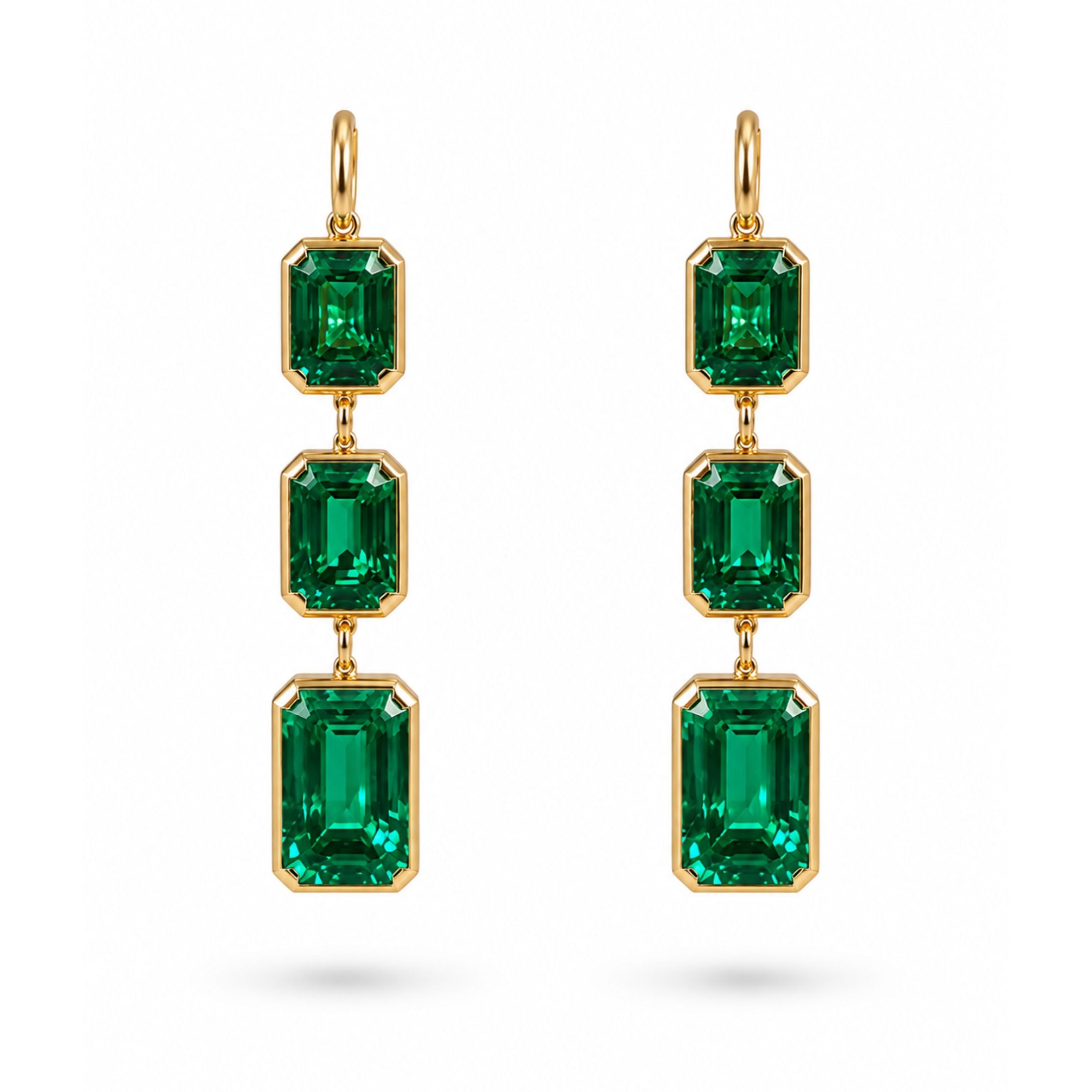 Visconti Verde 25.39 Carat Emerald Drop Earrings in 18K Gold